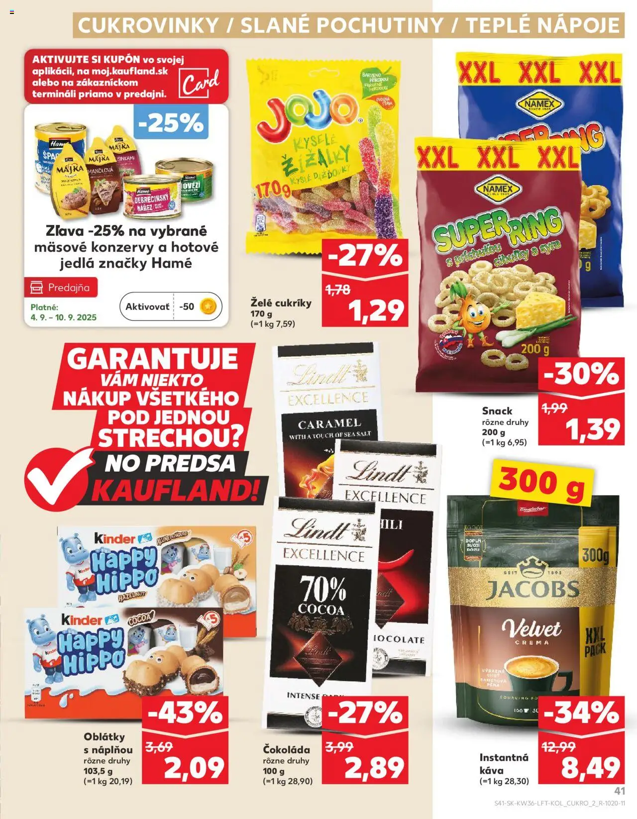 Nové Kaufland akcie – leták je platný od 04.09.2025 | Strana: 41 | Produkty: Káva, Lindt, Čokoláda, Cukríky