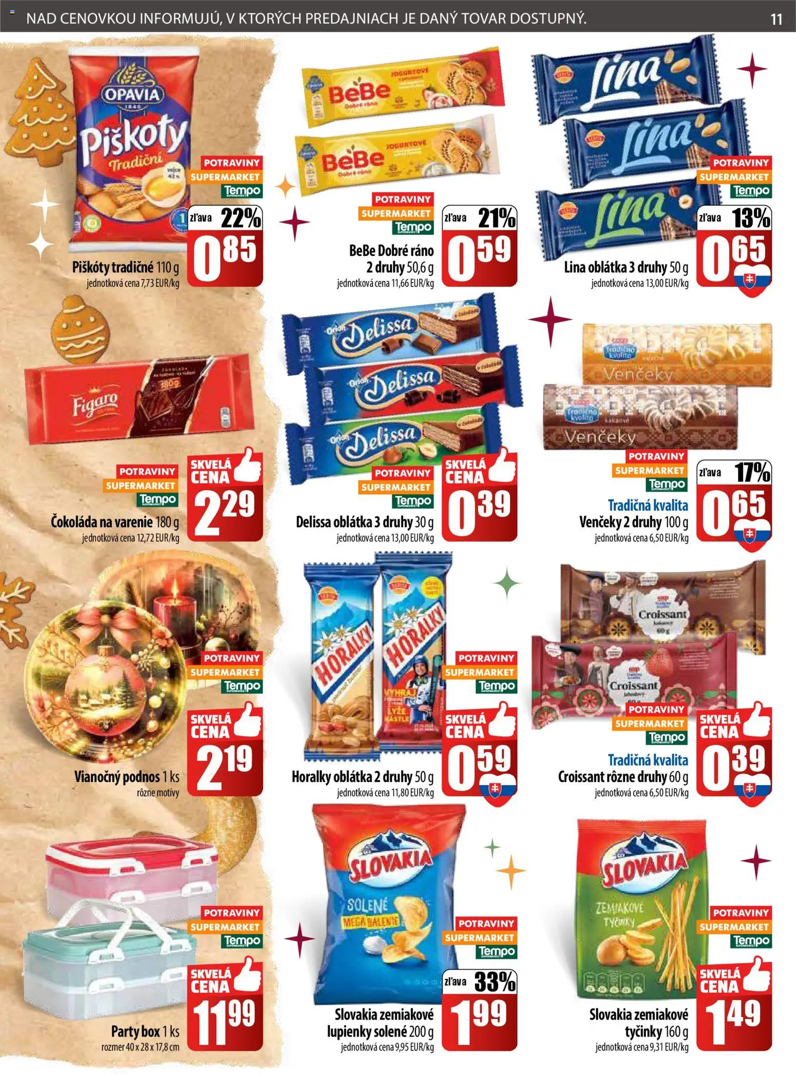 Nové COOP Jednota akcie – leták je platný od 11.12.2025 | Strana: 11 | Produkty: BeBe Dobré ráno, Lyže, Čokoláda, Horálky