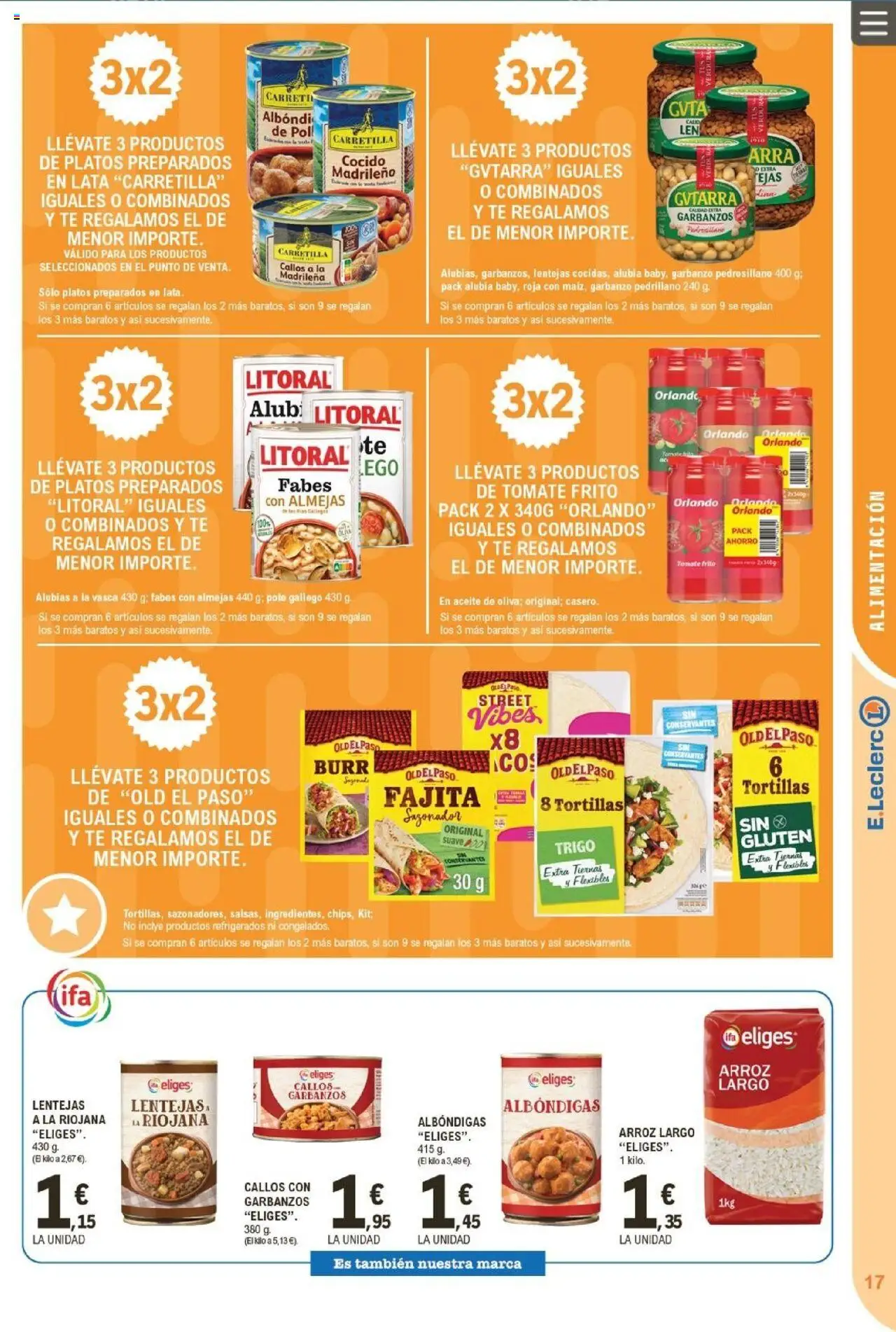 E.Leclerc folleto │ válido desde el 22.10.2025 | Página: 17 | Productos: Aceite, Arroz, Té, Sazonador