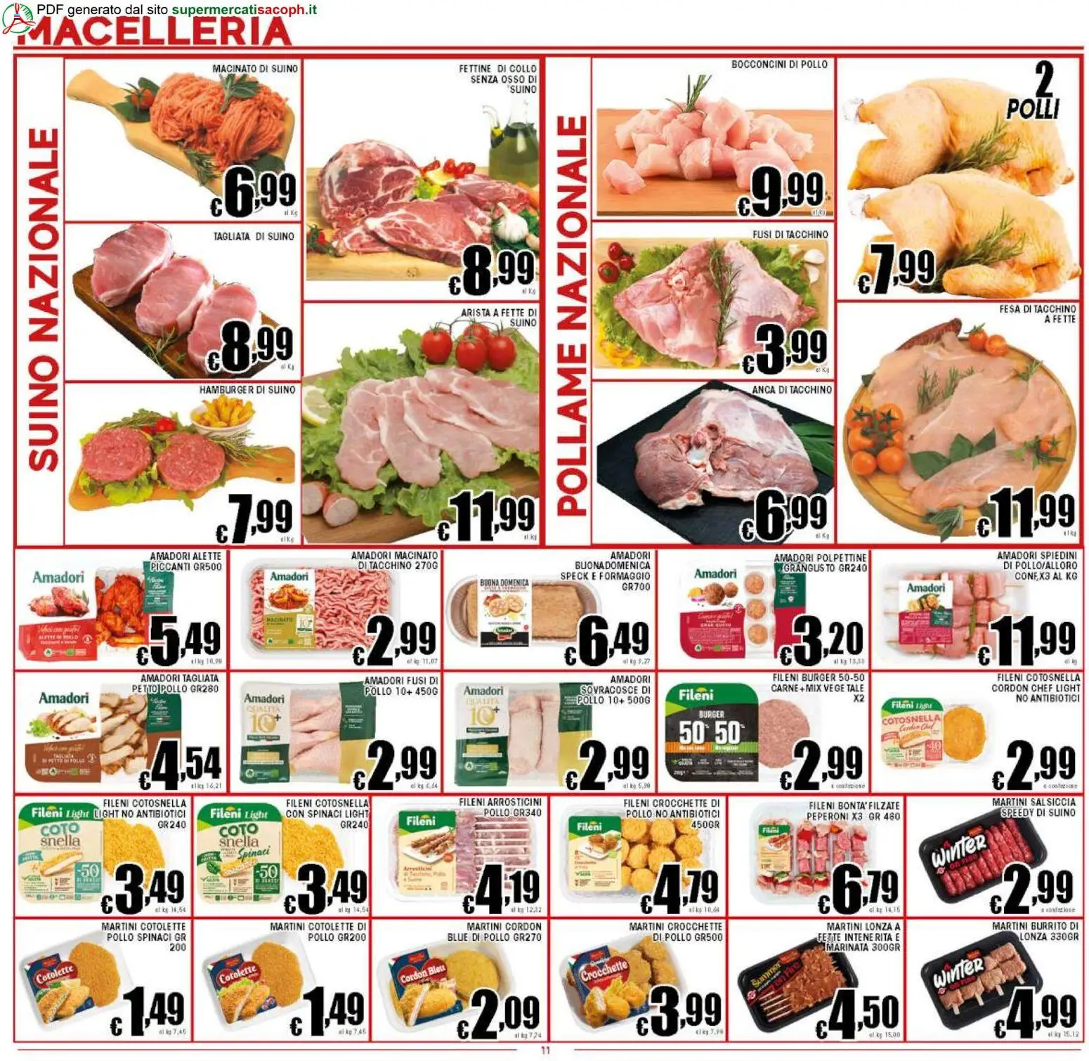 Volantino Sacoph del 13.02.2026 | Pagina: 11 | Prodotti: Pollo, Tacchino, Spinaci, Macinato