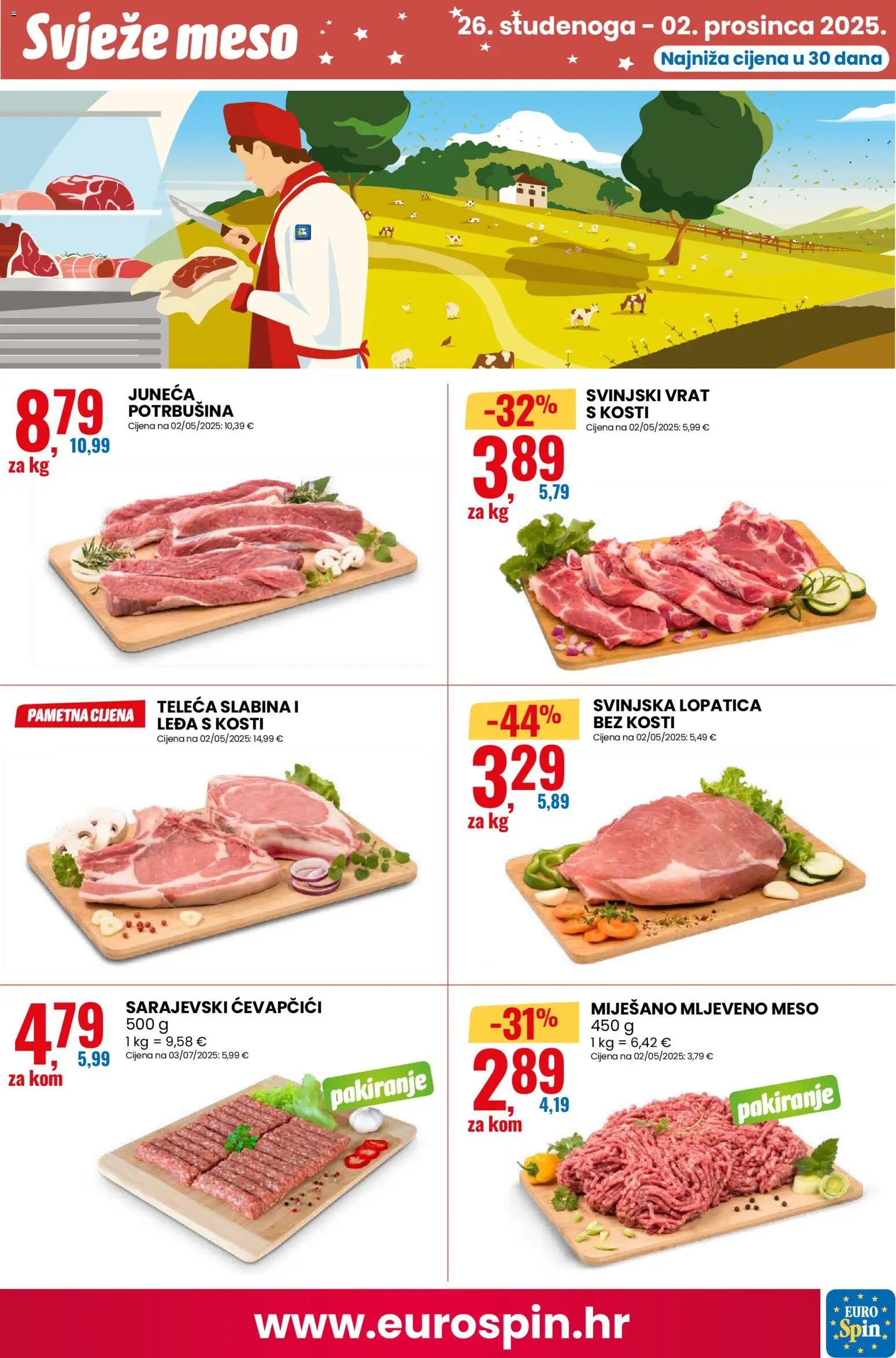 Eurospin katalog | vrijedi od 26.11.2025 | Stranica: 9 | Proizvodi: Svinjska lopatica, Meso, Mljeveno meso, Lopatica