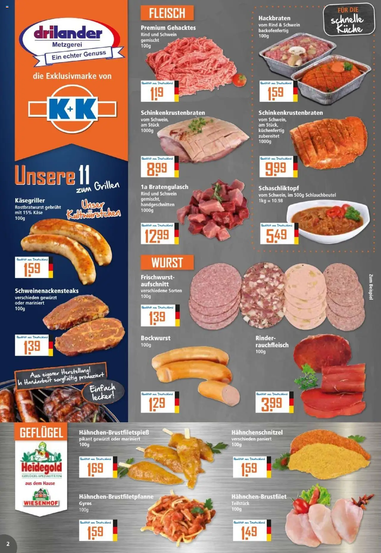 Klaas & Kock Prospekt – gültig ab 22.09.2025 | Seite: 2 | Produkte: Bockwurst, Küche, Gyros, Fleisch