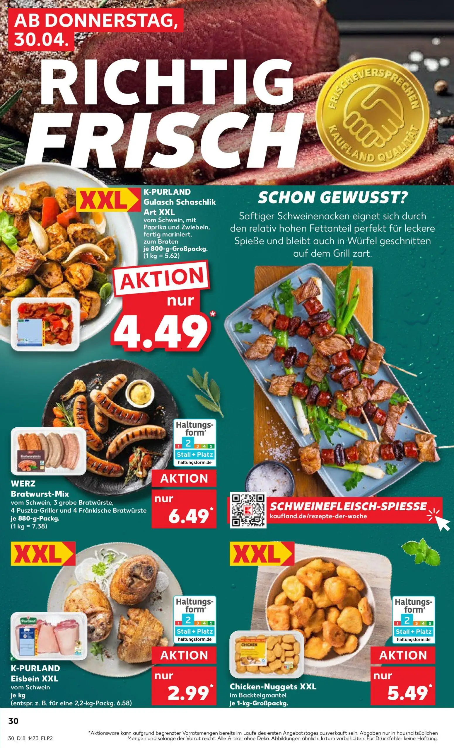 Kaufland Prospekt Berlin	 – gültig ab 30.04.2026 | Seite: 30 | Produkte: Schweinenacken, Spieße, Paprika, Gulasch