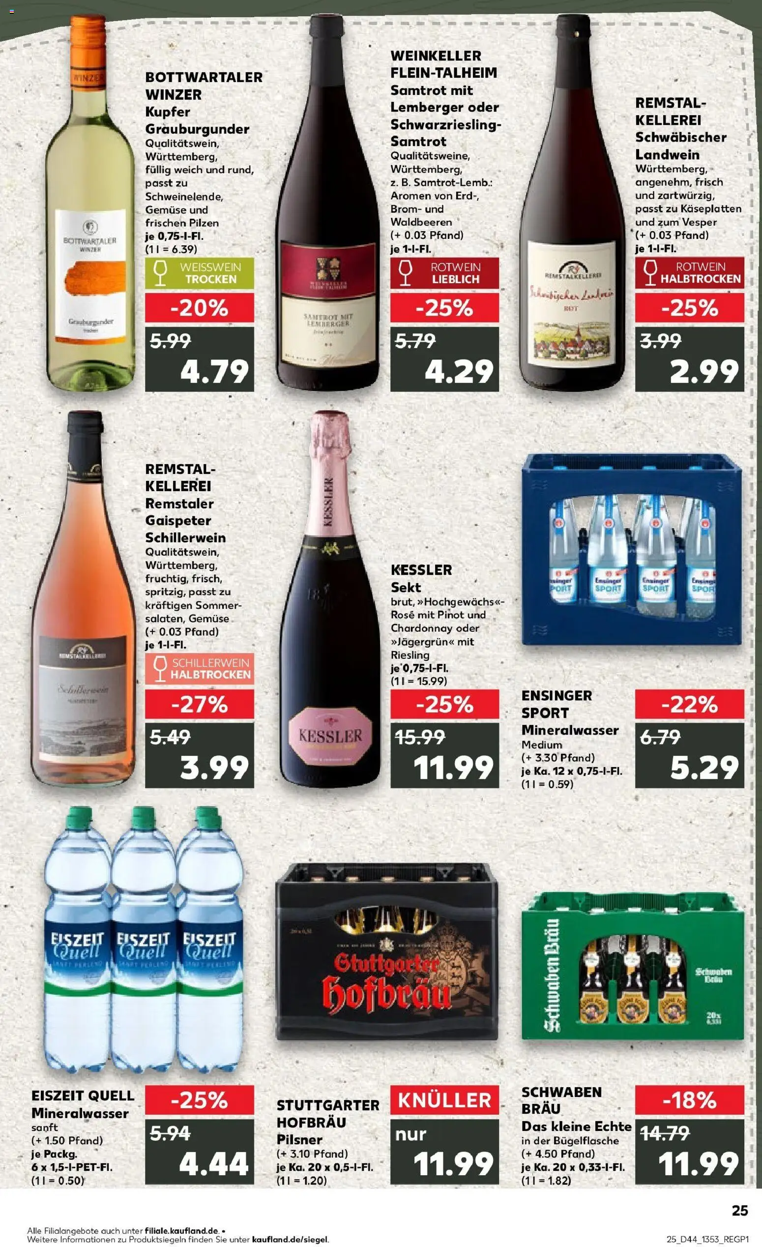 Kaufland prospekt Wendlingen Am Neckar	 – gültig ab 30.10.2025 | Seite: 25 | Produkte: Weißwein, Sekt, Rotwein trocken, Gemüse