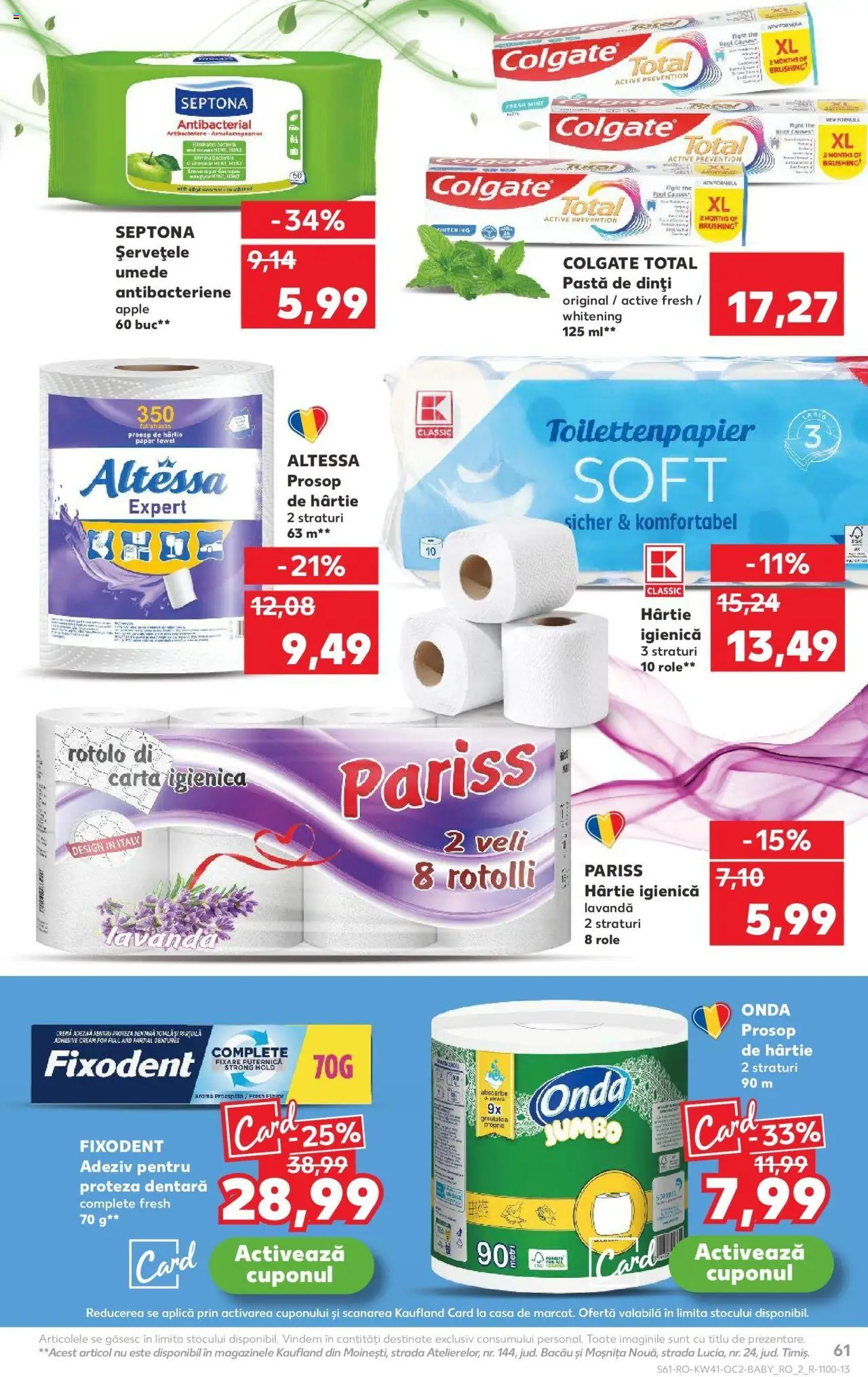 Noul catalog Kaufland – valabil de la 08.10.2025 | Pagină: 61 | Produse: Role, Cremă, Adeziv, Șervețele umede