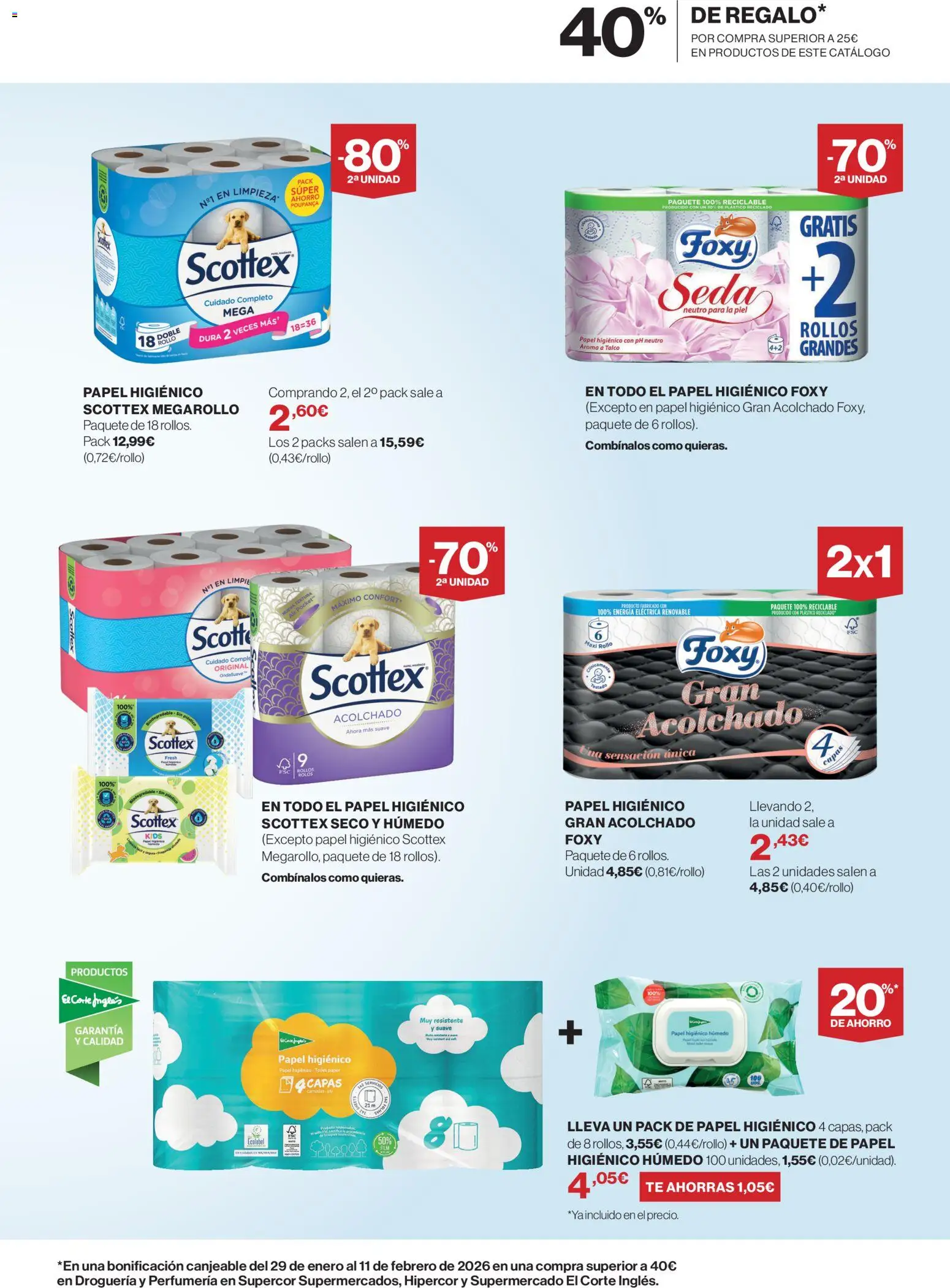 Hipercor - Limpieza │ válido desde el 07.01.2026 | Página: 13 | Productos: Papel higienico, Té