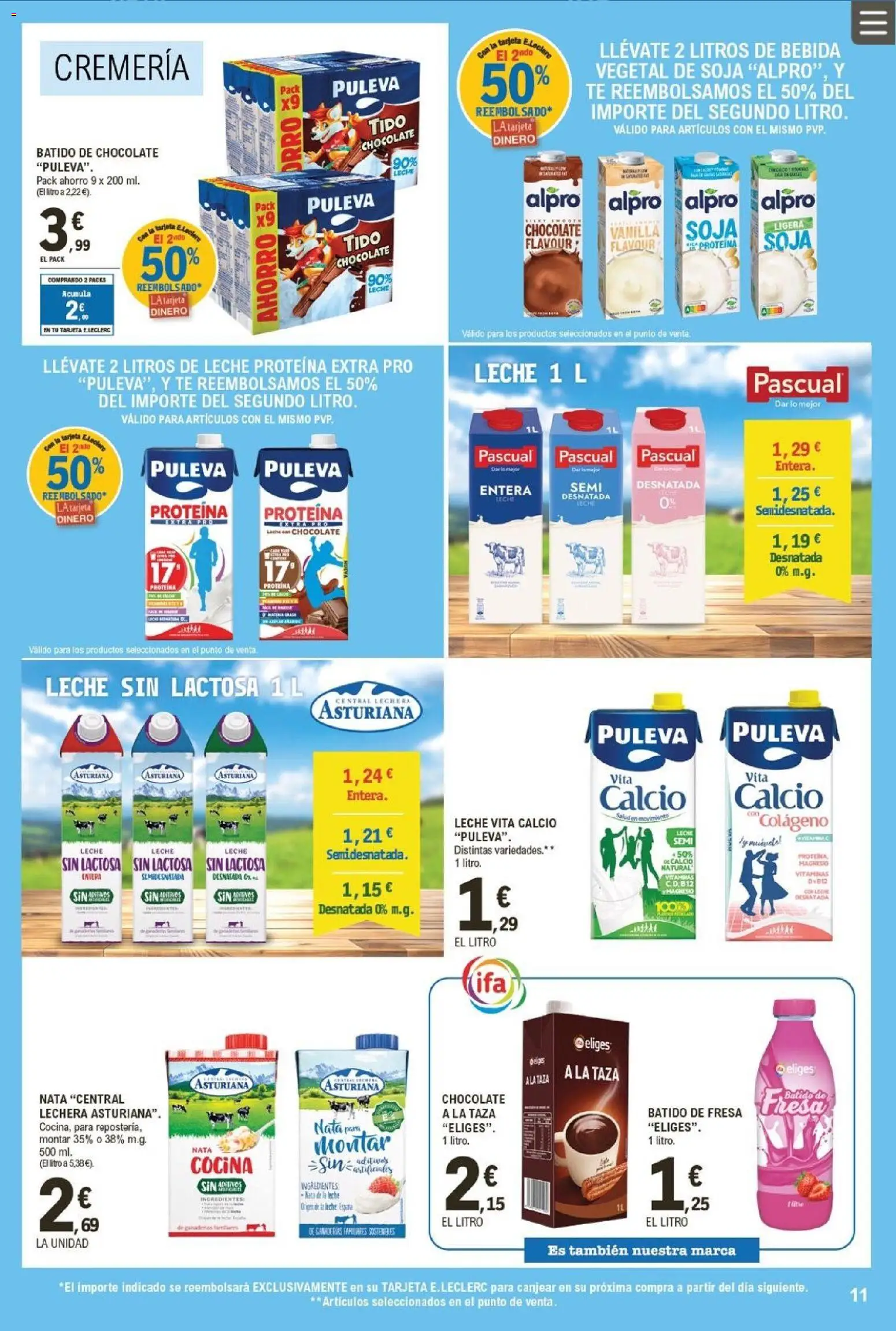 E.Leclerc folleto │ válido desde el 04.02.2026 | Página: 11 | Productos: Leche sin lactosa, Κρεμάστρα, Leche, Té