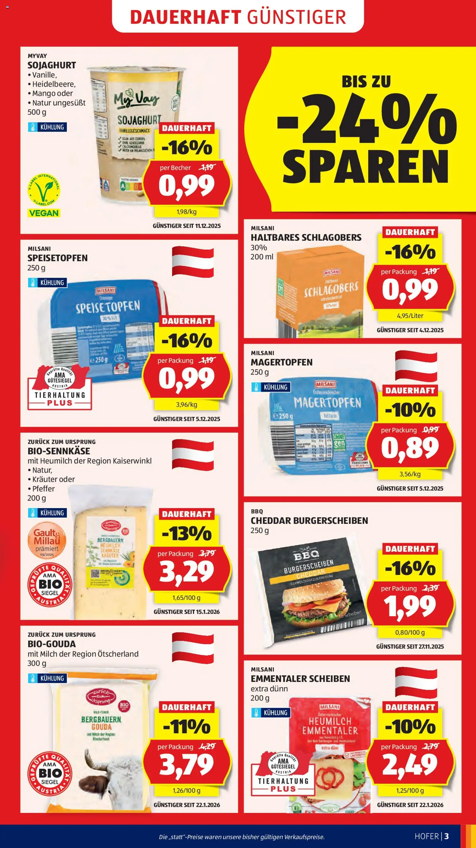 Hofer AT akciós ujság - amely érvényes a következő dátumtól: 27.02.2026 | Oldal: 5 | Termékek: Gouda, Cheddar, Vegán, Mangó