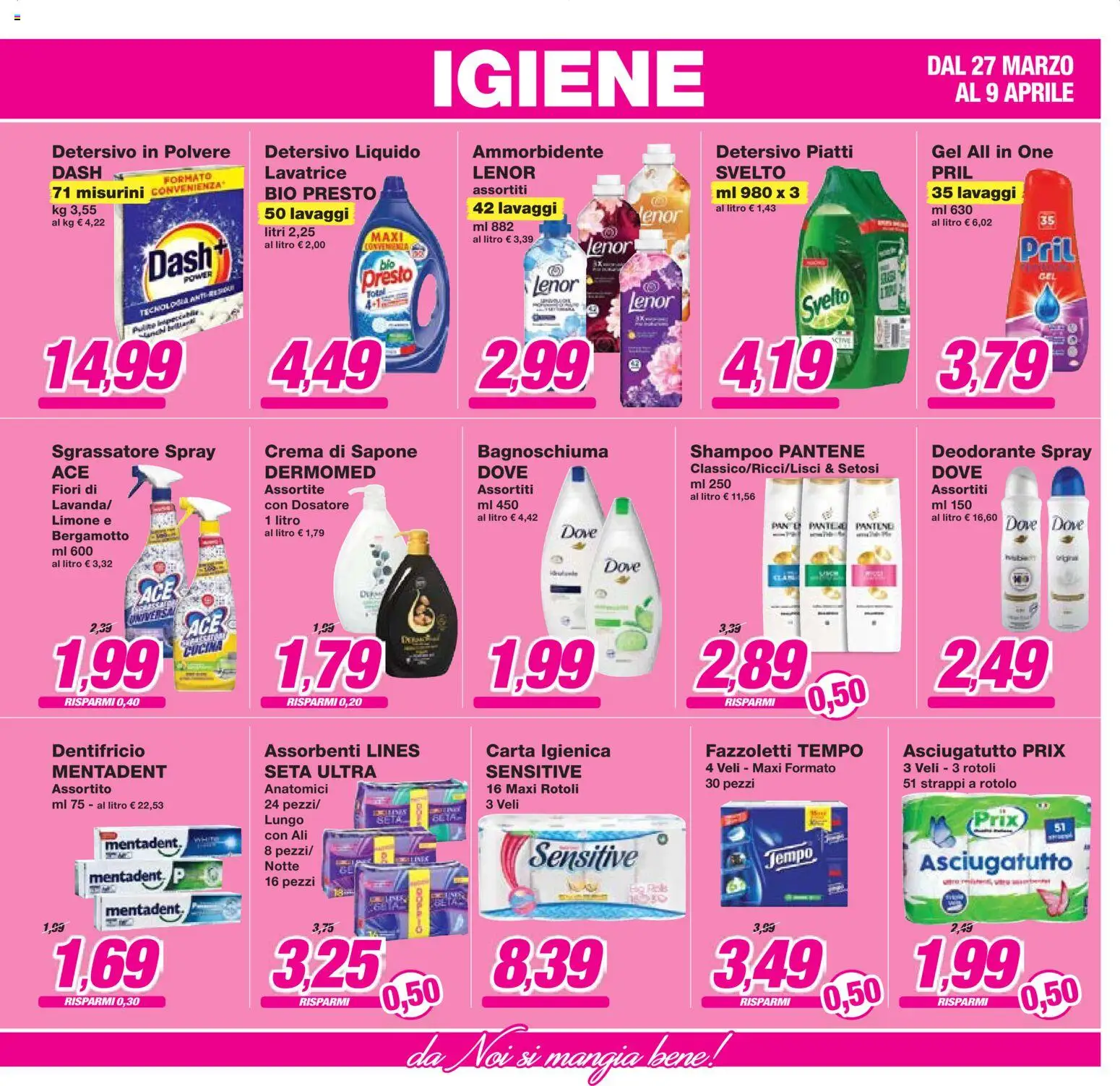 Volantino Prix del 27.03.2026 | Pagina: 20 | Prodotti: Carta igienica, Dentifricio, Lavatrice, Asciugatutto