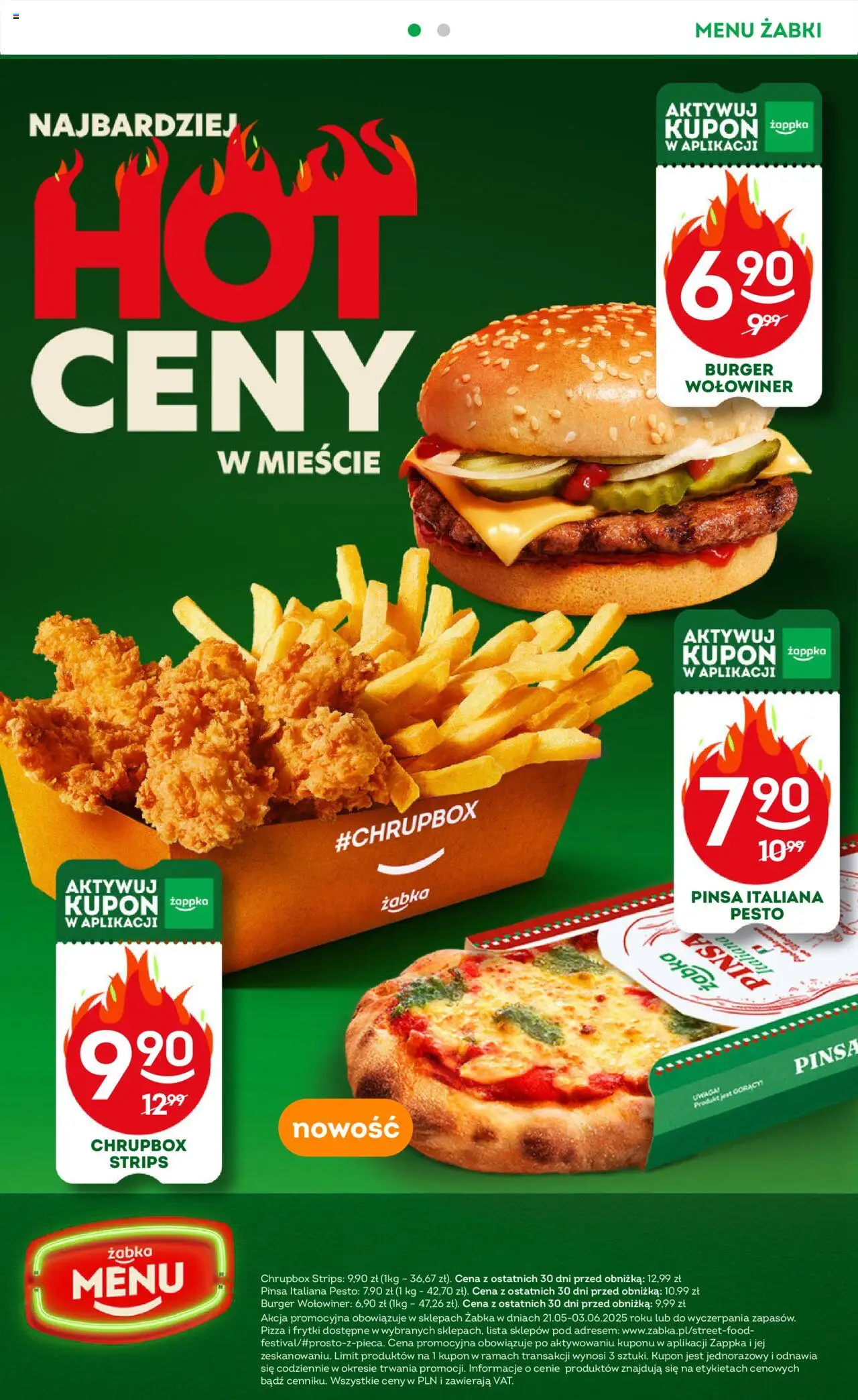 Żabka Gazetka od 21.05.2025 | Strona: 2 | Produkty: Pesto, Pizza, Pinsa, Frytki