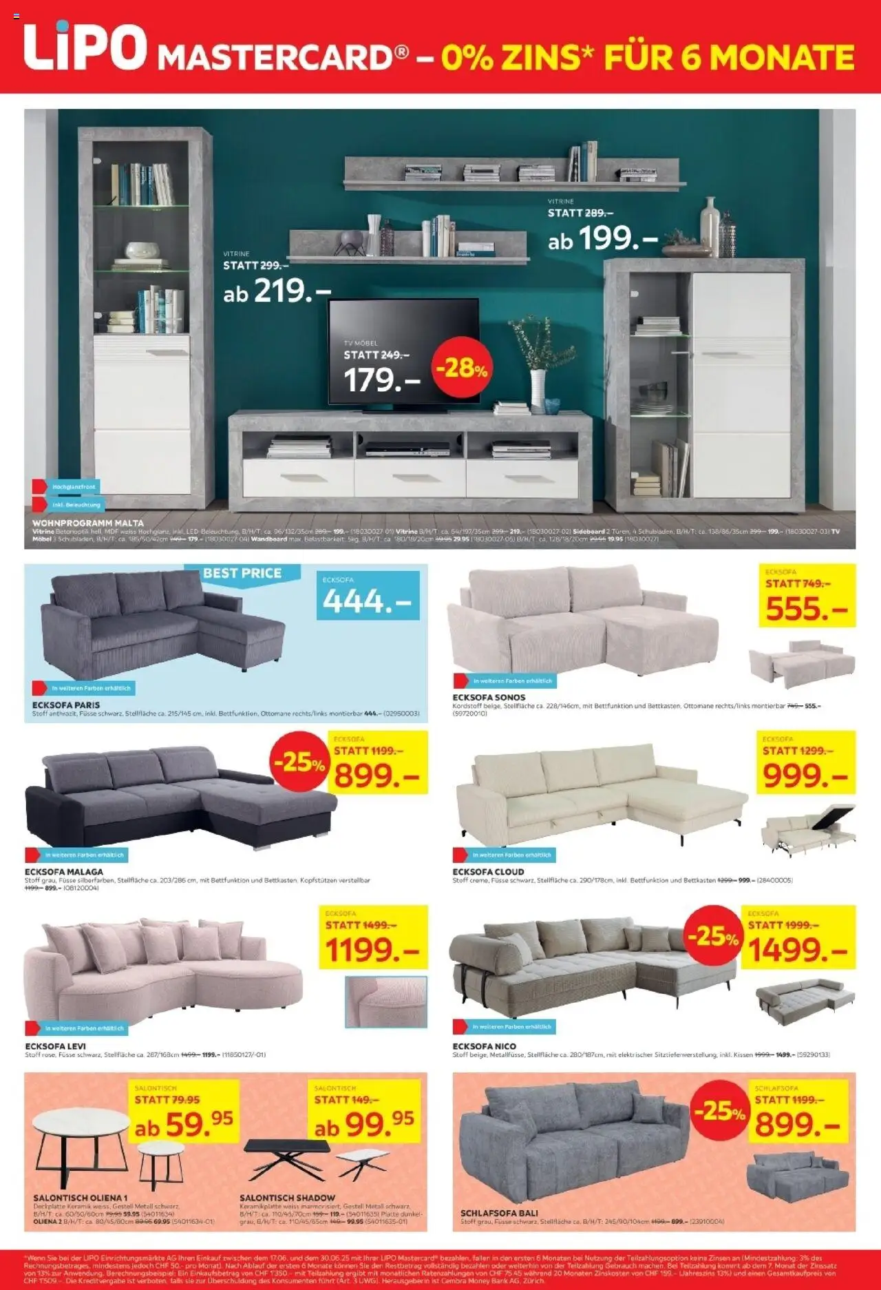 Lipo Aktionen ab 17.06.2025 | Seite: 2 | Produkte: Vitrine, TV, Schlafsofa, Sideboard