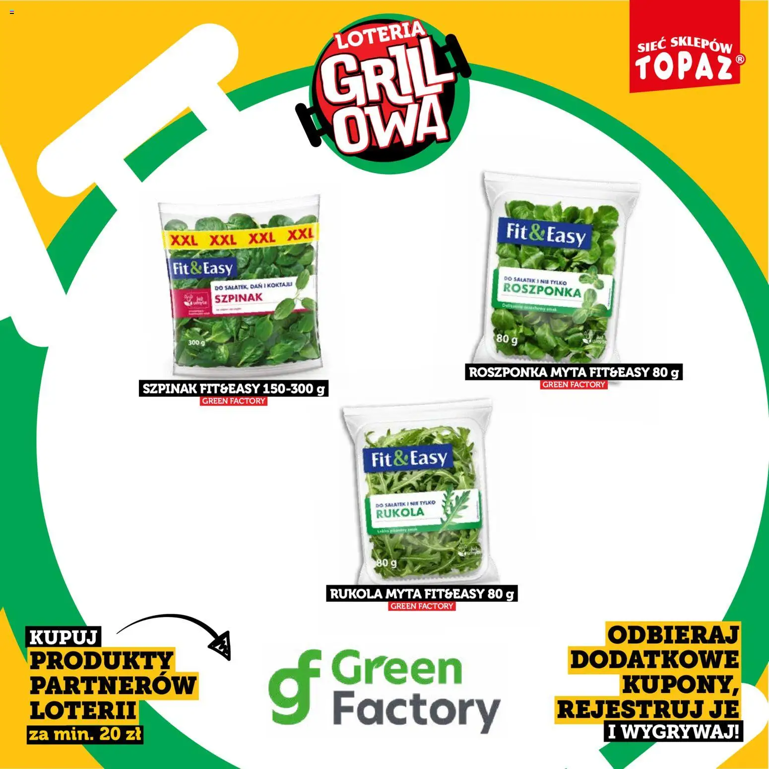 Topaz gazetka - Kupuj, Grilluj I Wygrywaj od 20.04.2026 | Strona: 21 | Produkty: Rukola, Szpinak, Roszponka