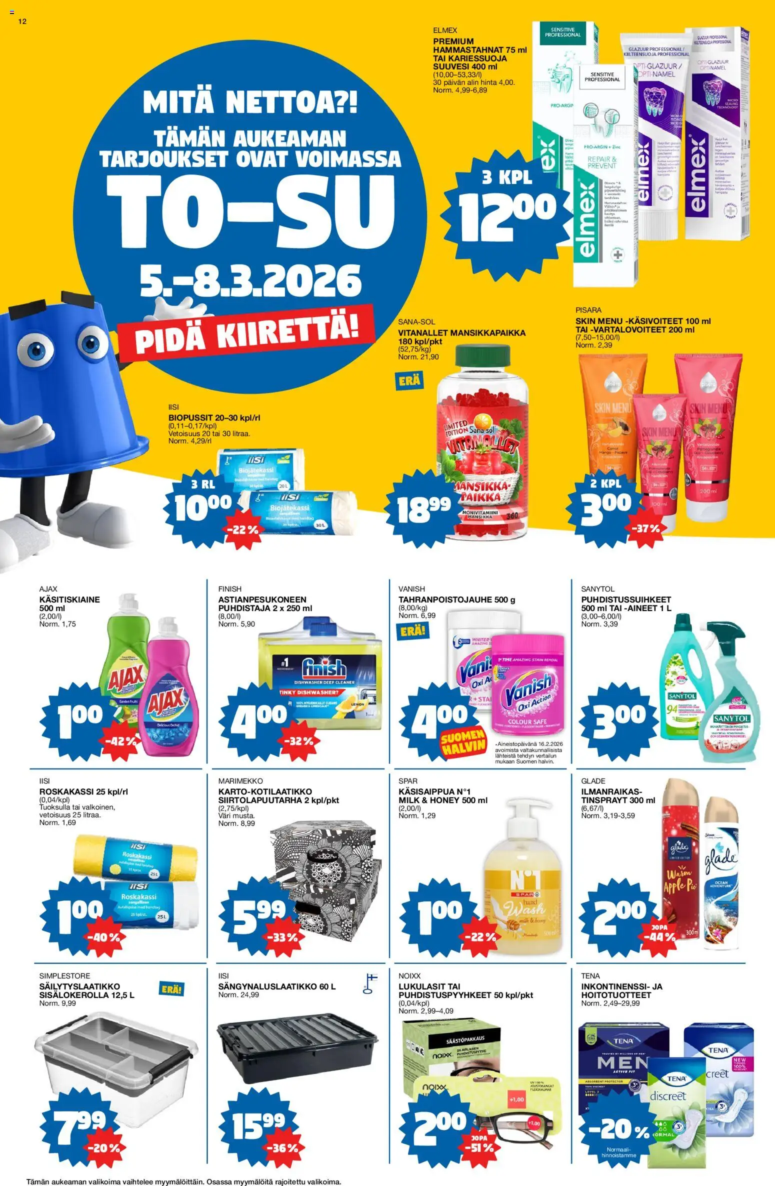 Tokmanni tarjoukset – voimassa 02.03.2026 alkaen | Sivu: 12 | Tuotteet: Mango, Suuvesi, Käsisaippua, Biopussit