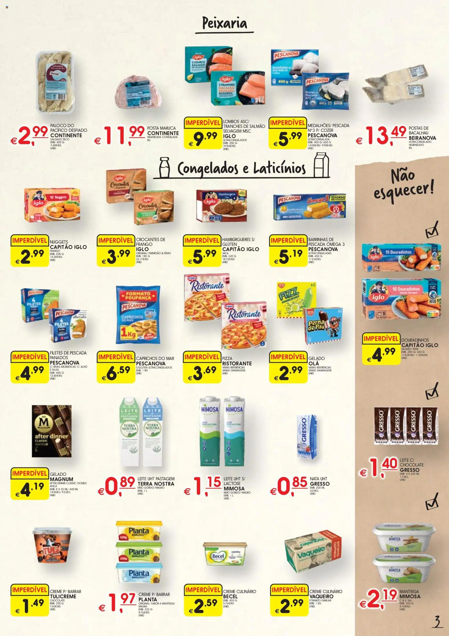 Meu Super folheto │ válido de 08.01.2026 | Página: 3 | Produtos: Pescada, Gelado, Pizza, Creme
