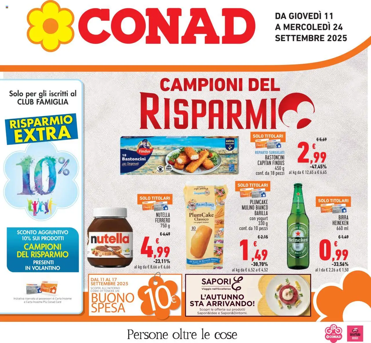 Volantino Conad del 11.09.2025 | Pagina: 1 | Prodotti: Yogurt, Birra, Nutella, Plumcake
