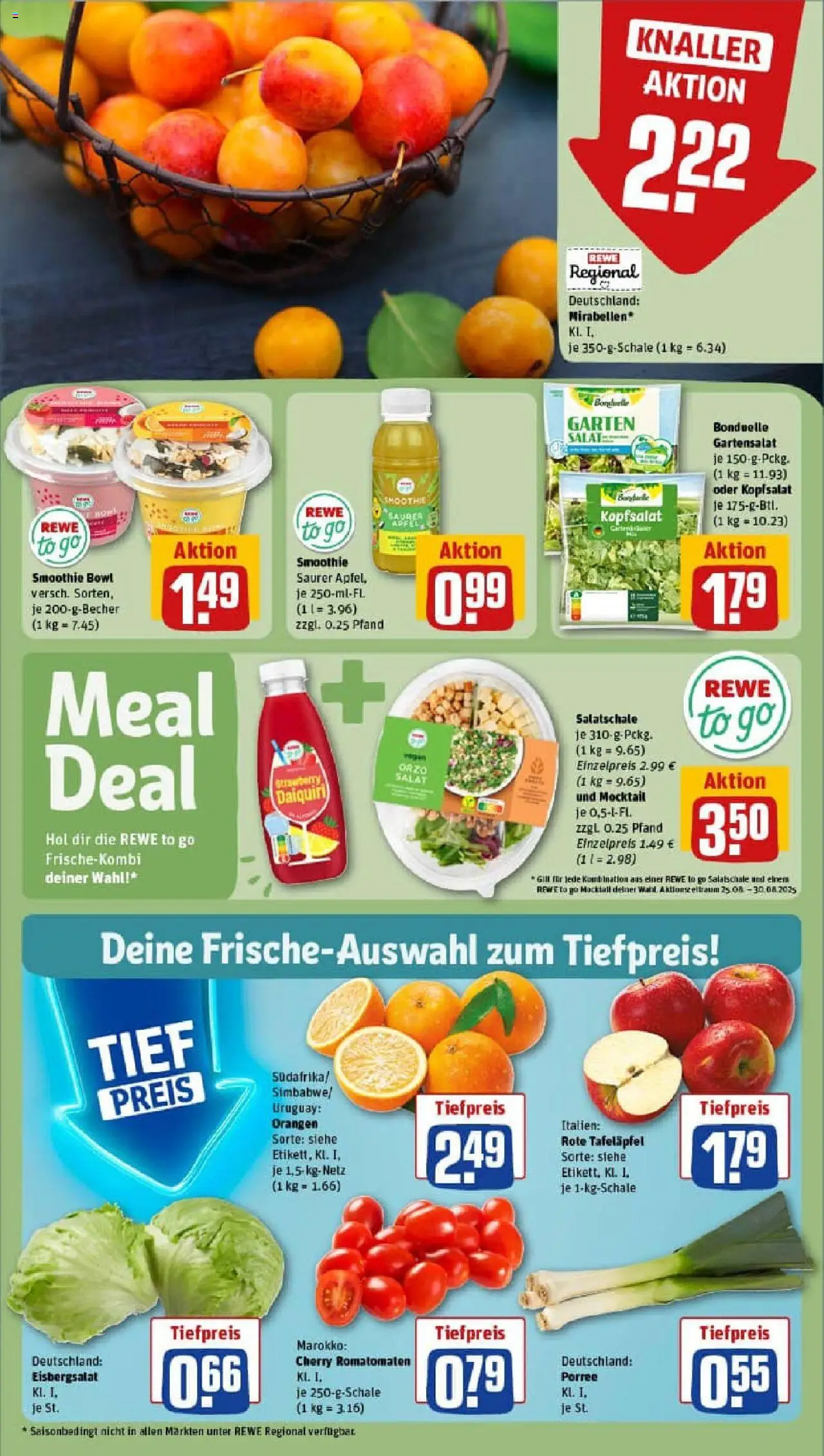 Rewe prospekt Düsseldorf	 - gültig ab dem 25.08.2025 | Seite: 4 | Produkte: Äpfel, Orangen, Eisbergsalat, Salat