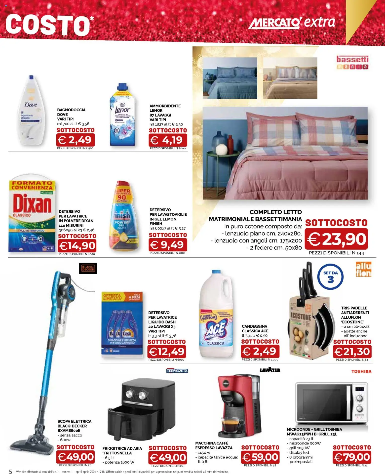 Volantino Mercatò del 04.12.2025 | Pagina: 5 | Prodotti: Scopa elettrica, Caffè, Acqua, Letto
