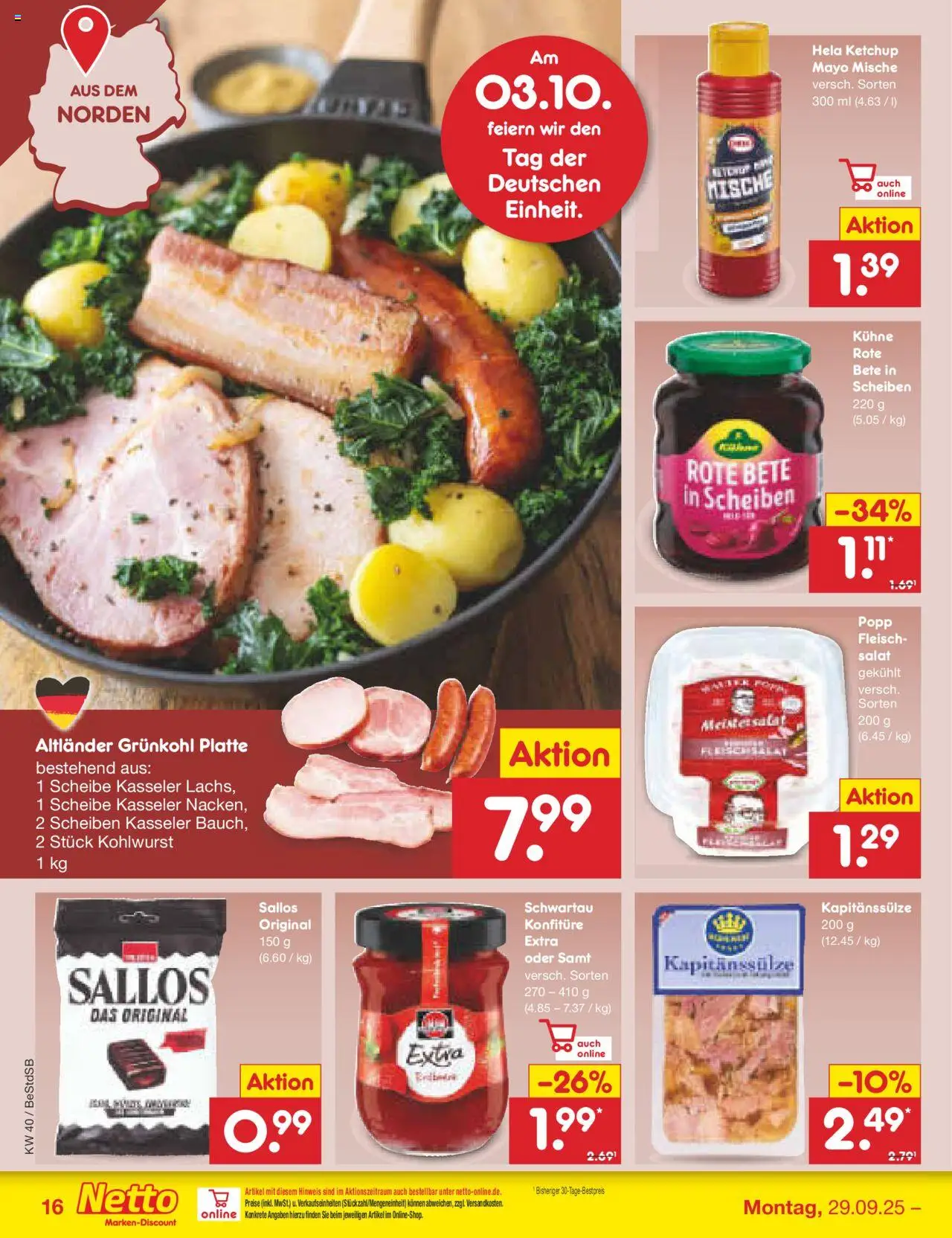Netto Marken-Discount Prospekt 	 – gültig ab 29.09.2025 | Seite: 16 | Produkte: Ketchup, Fleisch, Salat