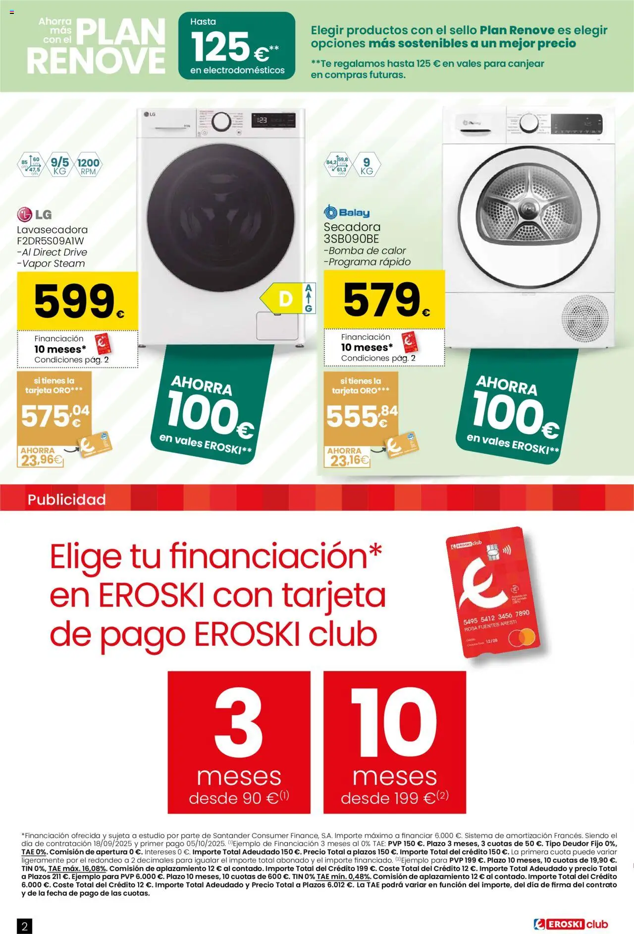 Eroski - Ahorra más con el Plan Renove │ válido desde el 18.09.2025 | Página: 2 | Productos: Té, Secadora
