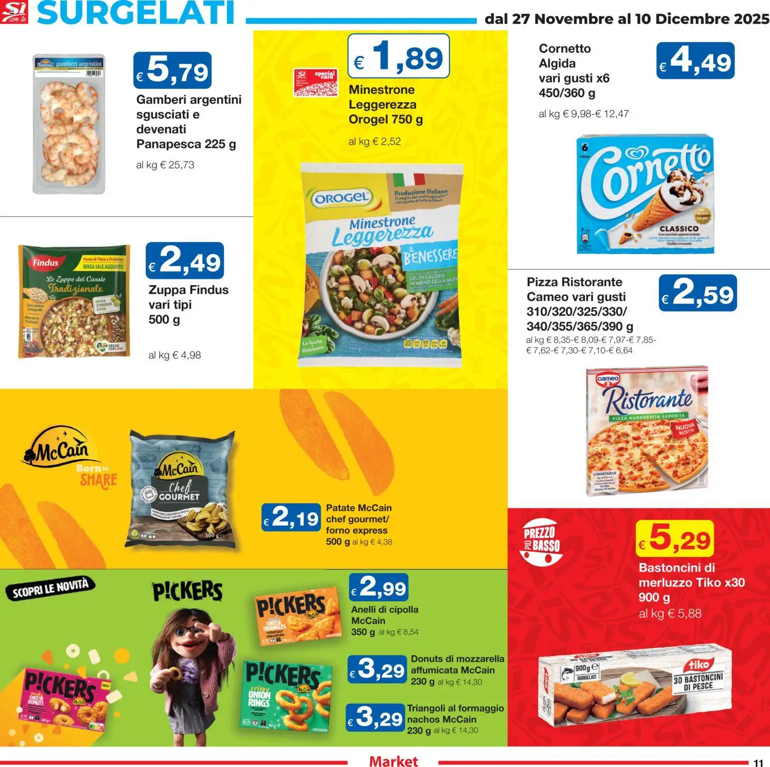 Volantino Sì con Te del 27.11.2025 | Pagina: 11 | Prodotti: Cornetto, Gamberi, Mozzarella, Latte