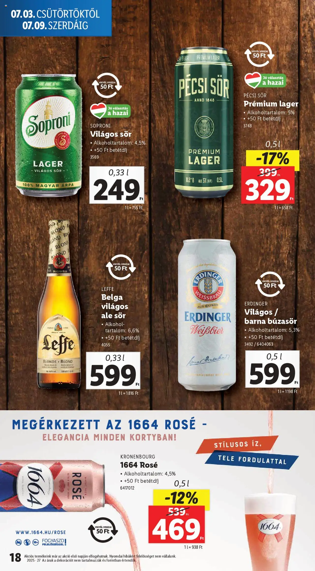 Lidl akciós ujság - amely érvényes a következő dátumtól: 03.07.2025 | Oldal: 18 | Termékek: Kiseli krastavci, Alkohol, Búzasör, Sör