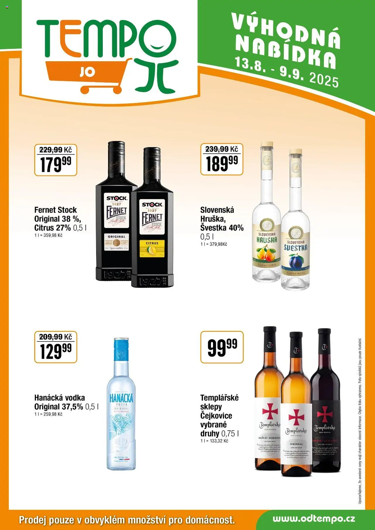 Tempo leták - JO od 13.08.2025 | Strana: 5 | Produkty: Hanácká vodka, Vodka, Cabernet Sauvignon, Fernet