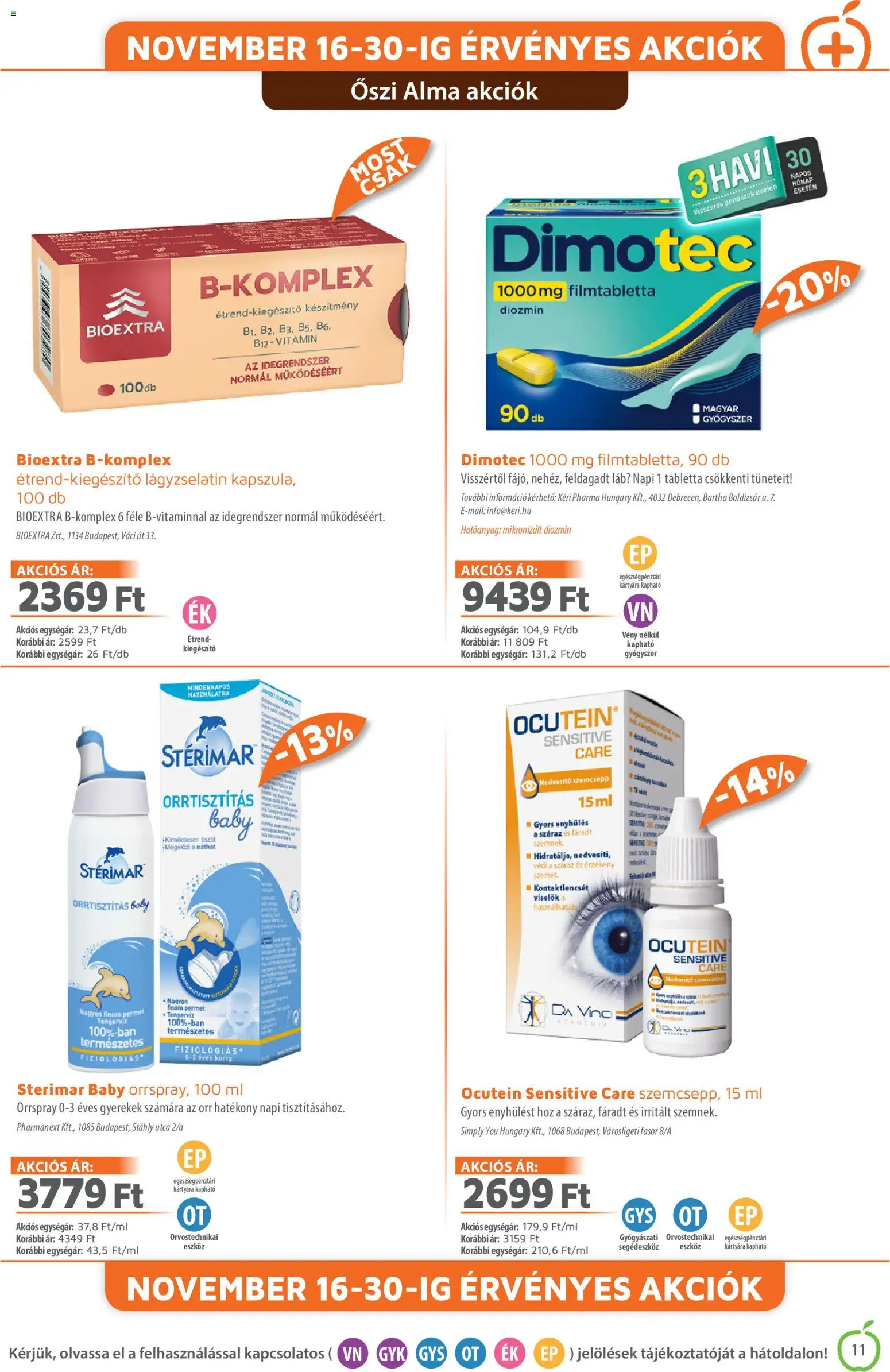 Alma Gyógyszertárak akciós ujság - amely érvényes a következő dátumtól: 01.11.2025 | Oldal: 11 | Termékek: Alma