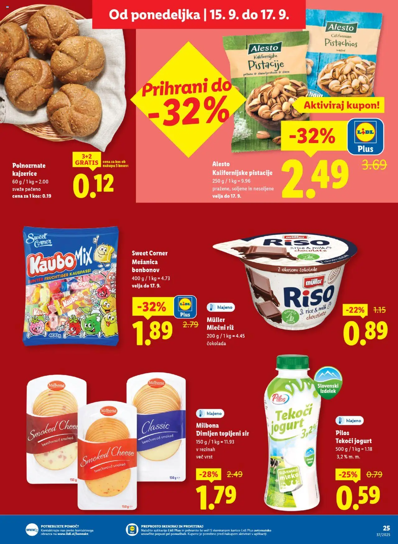 Novi Lidl katalog ponudbe – veljaven od 11.09.2025 | Stran: 33 | Izdelki: Topljeni sir, Pistacije, Sir, Jogurt