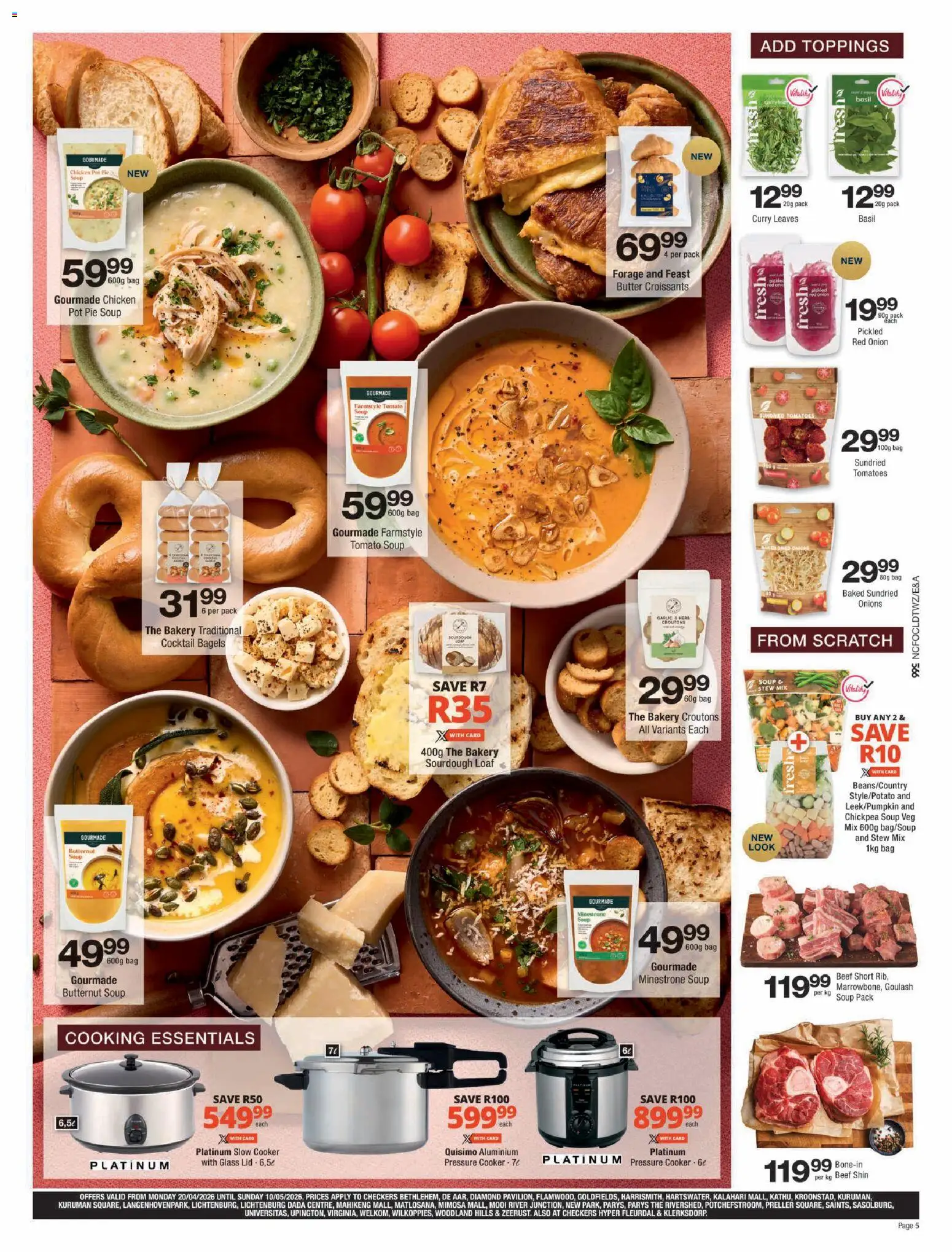 New Checkers catalogue – valid from 20.04.2026 | Page: 5 | Products: Slow cooker, Pressure cooker, Butter, Onions