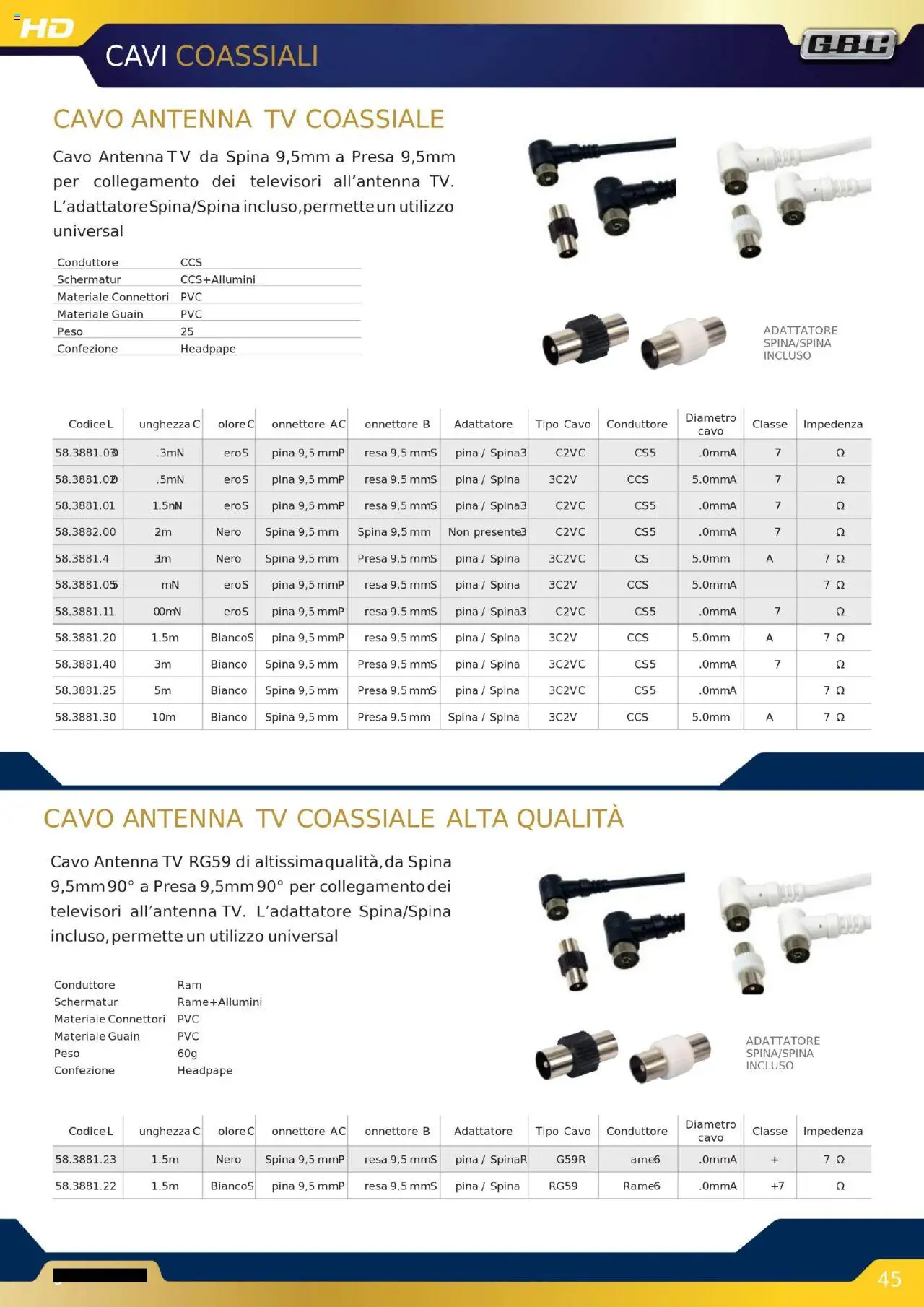 Volantino GBC del 16.10.2025 | Pagina: 45 | Prodotti: TV, Cavo, Adattatore, Presa
