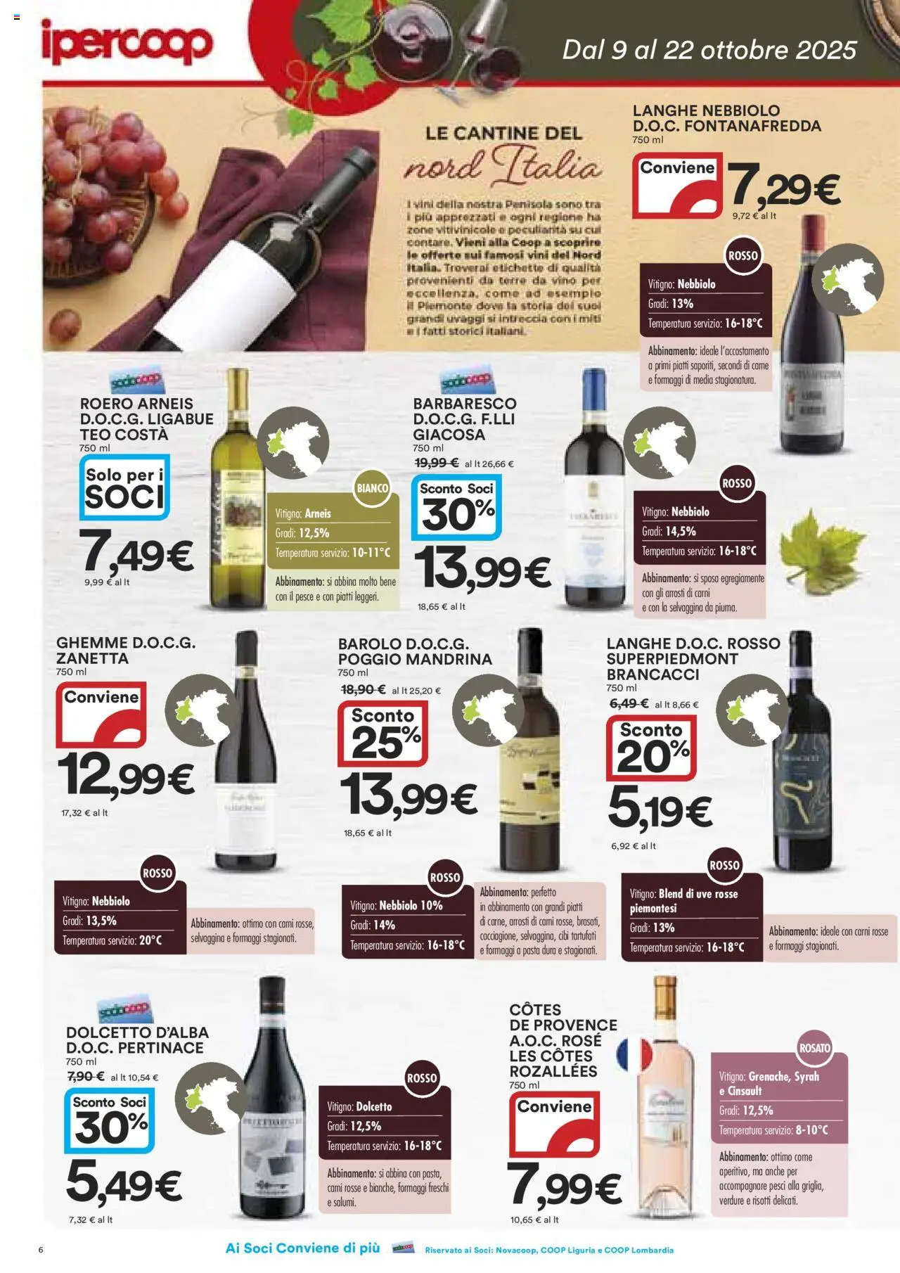 Volantino Ipercoop del 09.10.2025 | Pagina: 6 | Prodotti: Il pesce, Verdure, Vino, Pasta