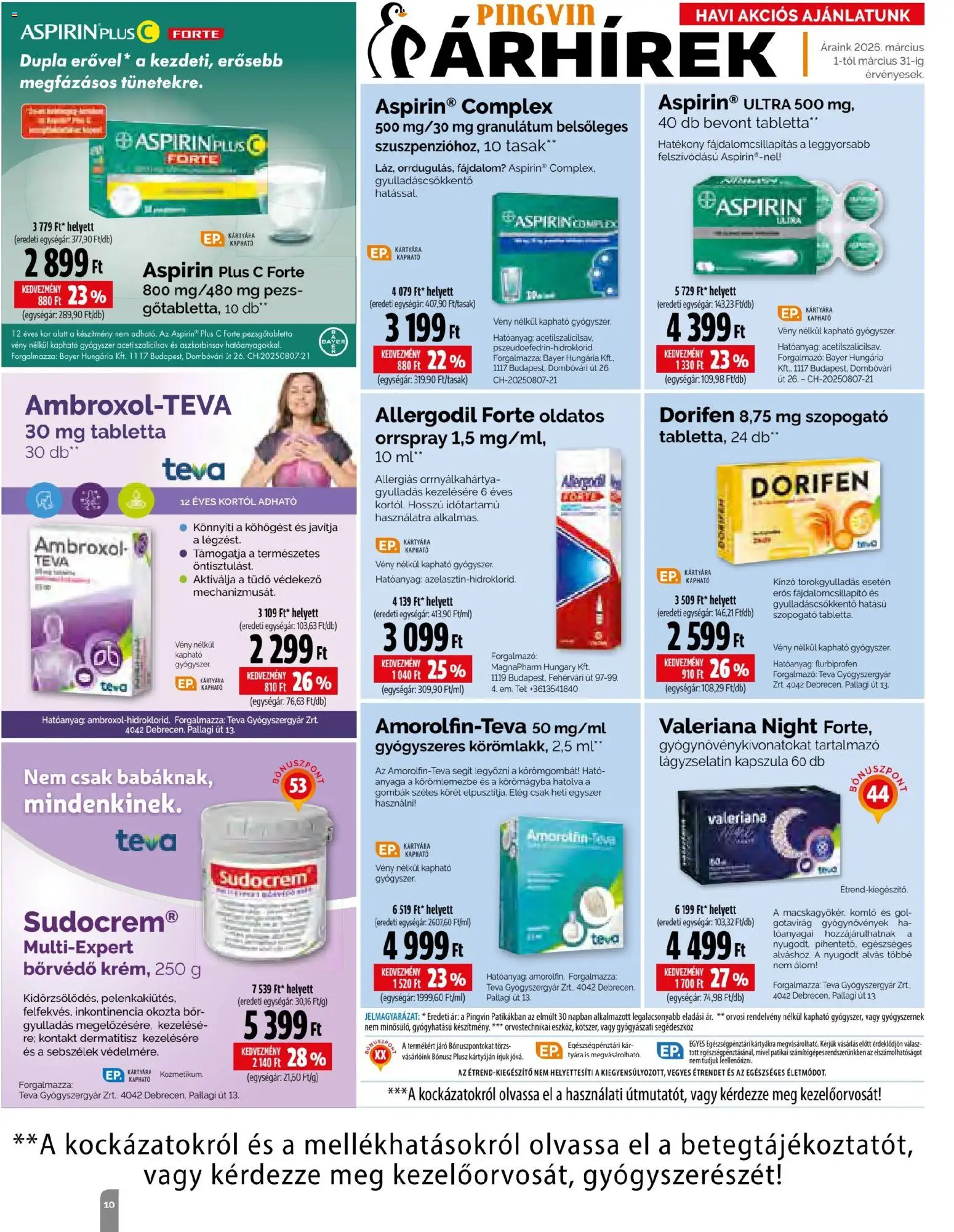 Pingvin Patika akciós ujság - amely érvényes a következő dátumtól: 01.03.2026 | Oldal: 10 | Termékek: Pezsgőtabletta, Bor