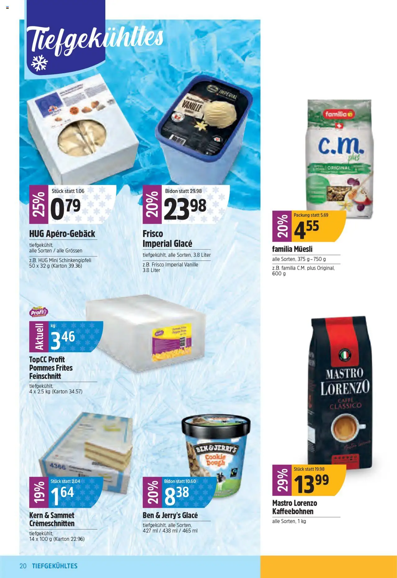 TopCC Aktionen ab 25.08.2025 | Seite: 20 | Produkte: Glace, Pommes Frites