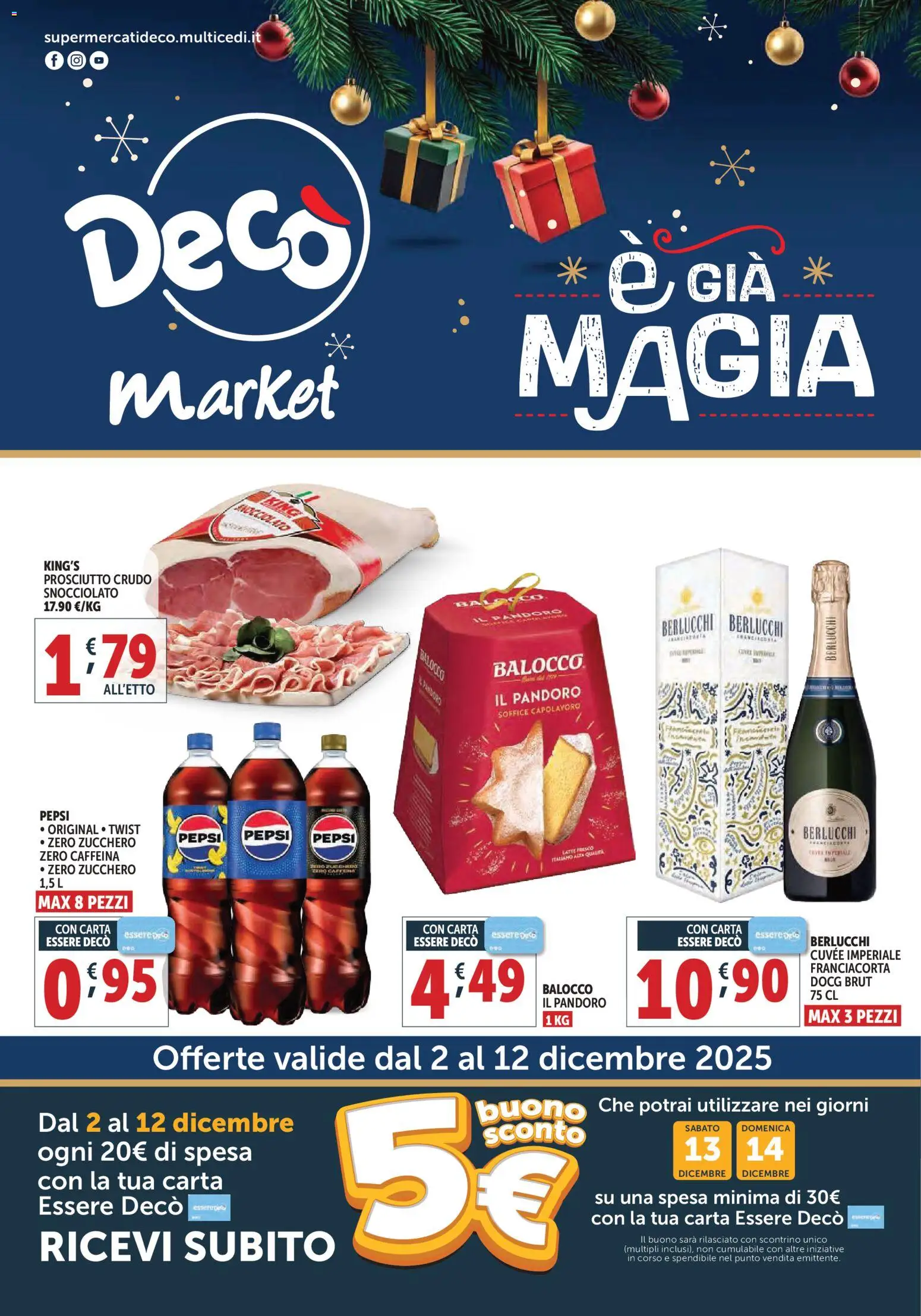 Volantino Decò del 02.12.2025 | Pagina: 1 | Prodotti: Prosciutto Crudo, Zucchero, Prosciutto, Pepsi