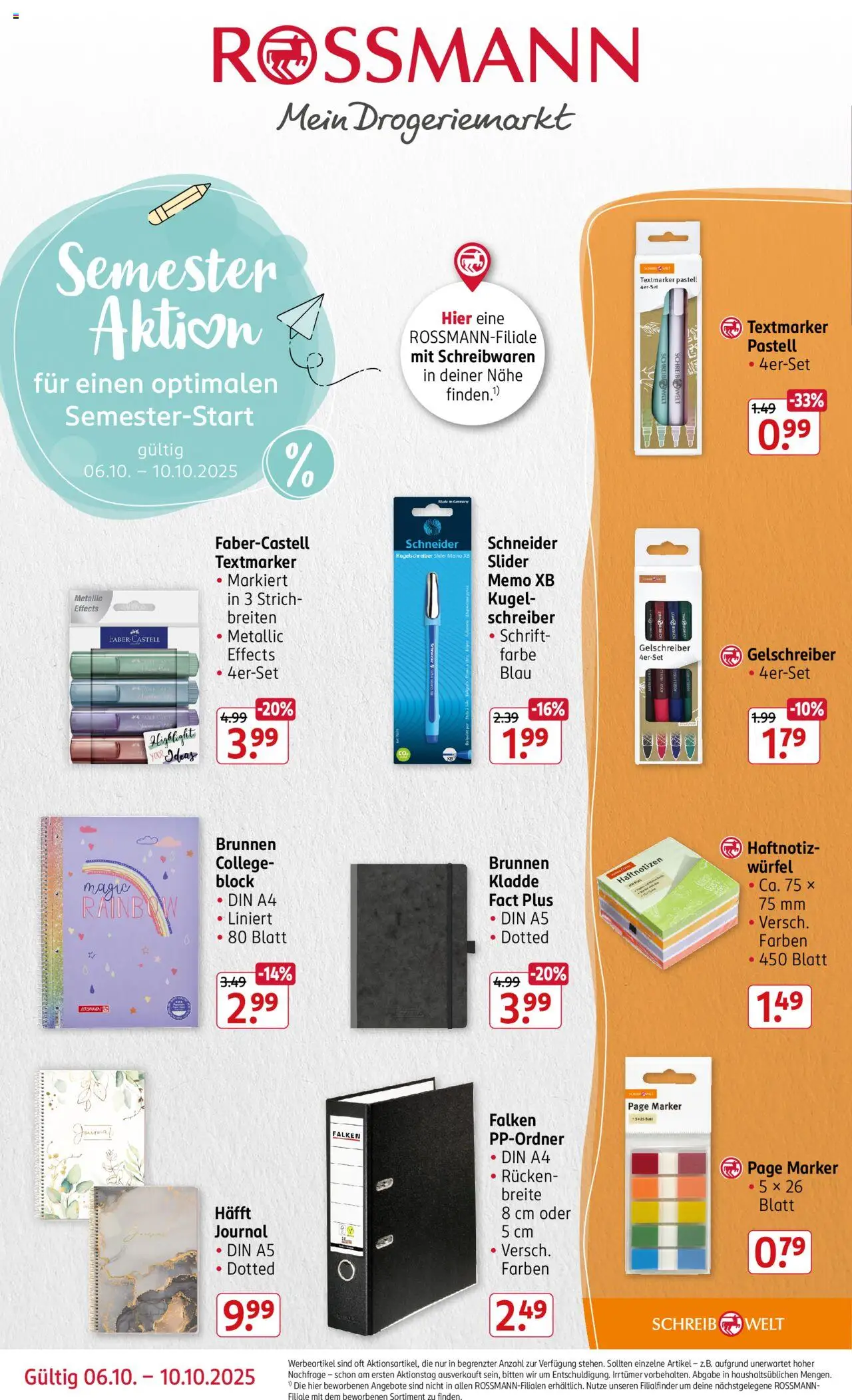 Rossmann Prospekt 	 – gültig ab 06.10.2025 | Seite: 1 | Produkte: Notebook, Highlighter