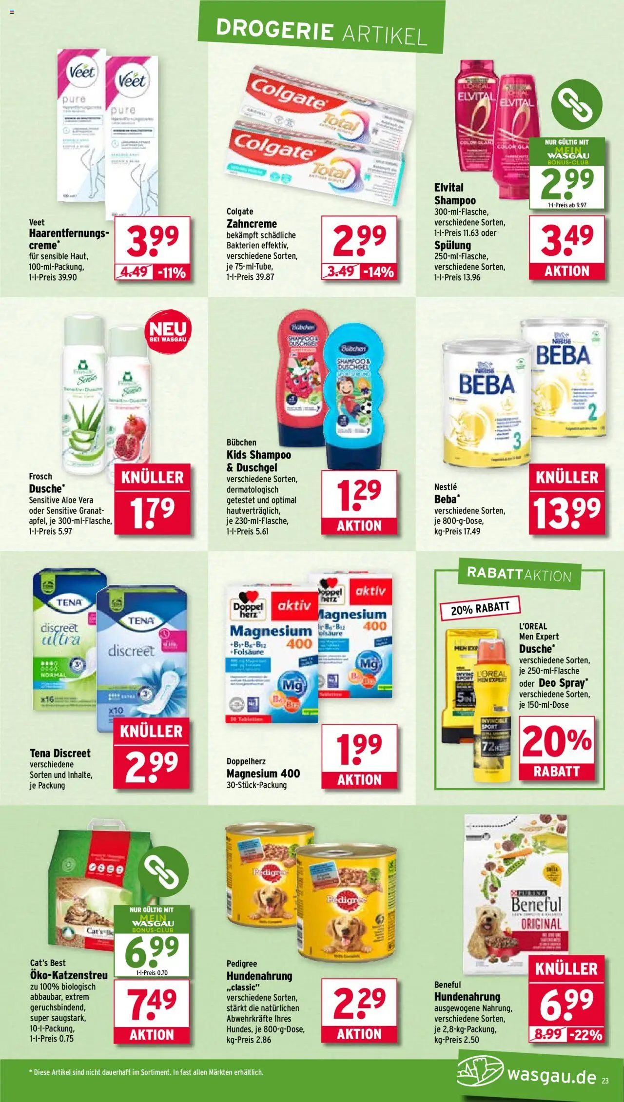 Wasgau Prospekt 	 - gültig ab dem 21.07.2025 | Seite: 23 | Produkte: Shampoo, Spülung, Creme, Pedigree