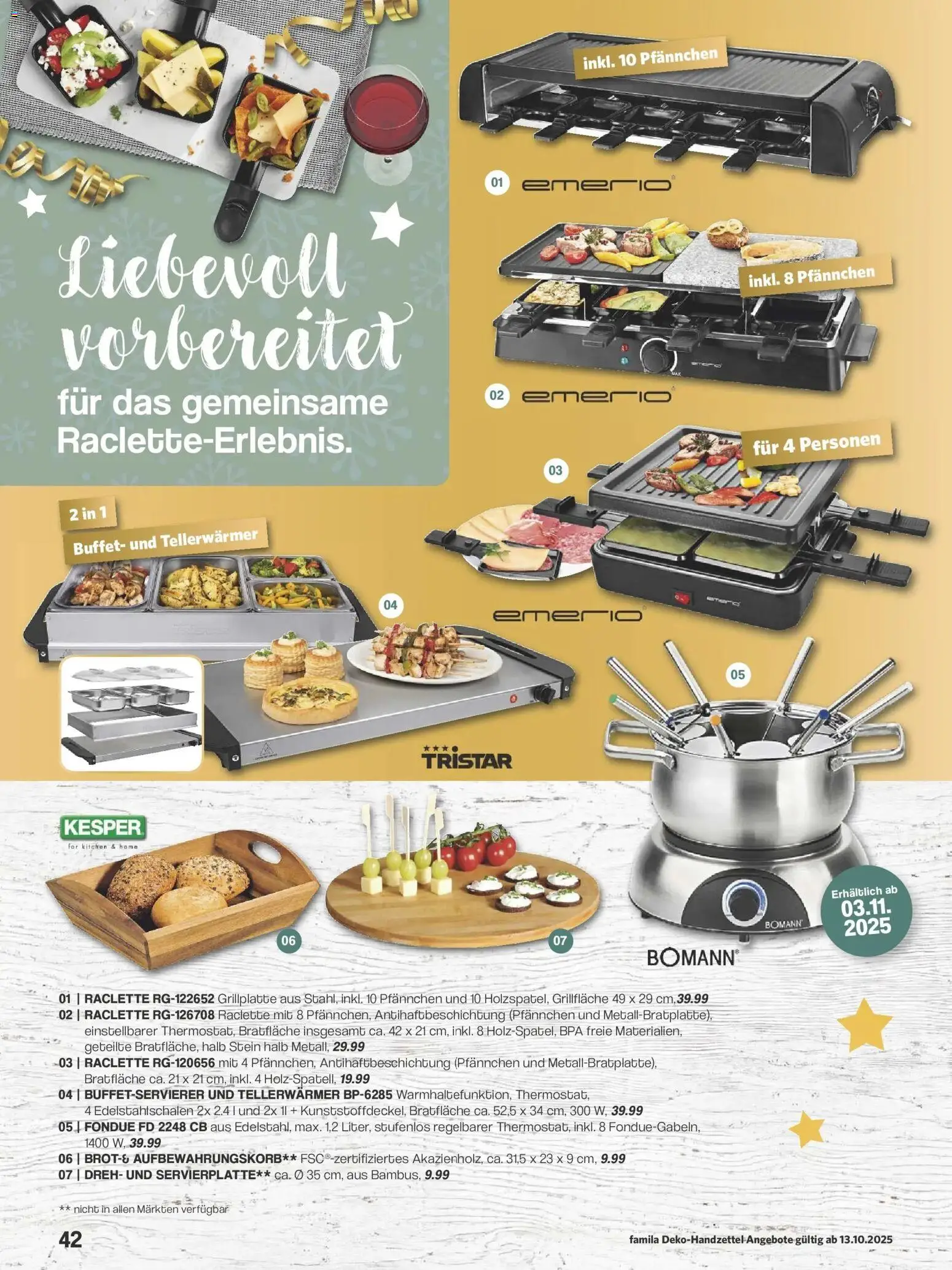 Famila Nordwest - Famila: Weihnachtsdeko – gültig ab 12.10.2025 | Seite: 42 | Produkte: Raclette, Fondue