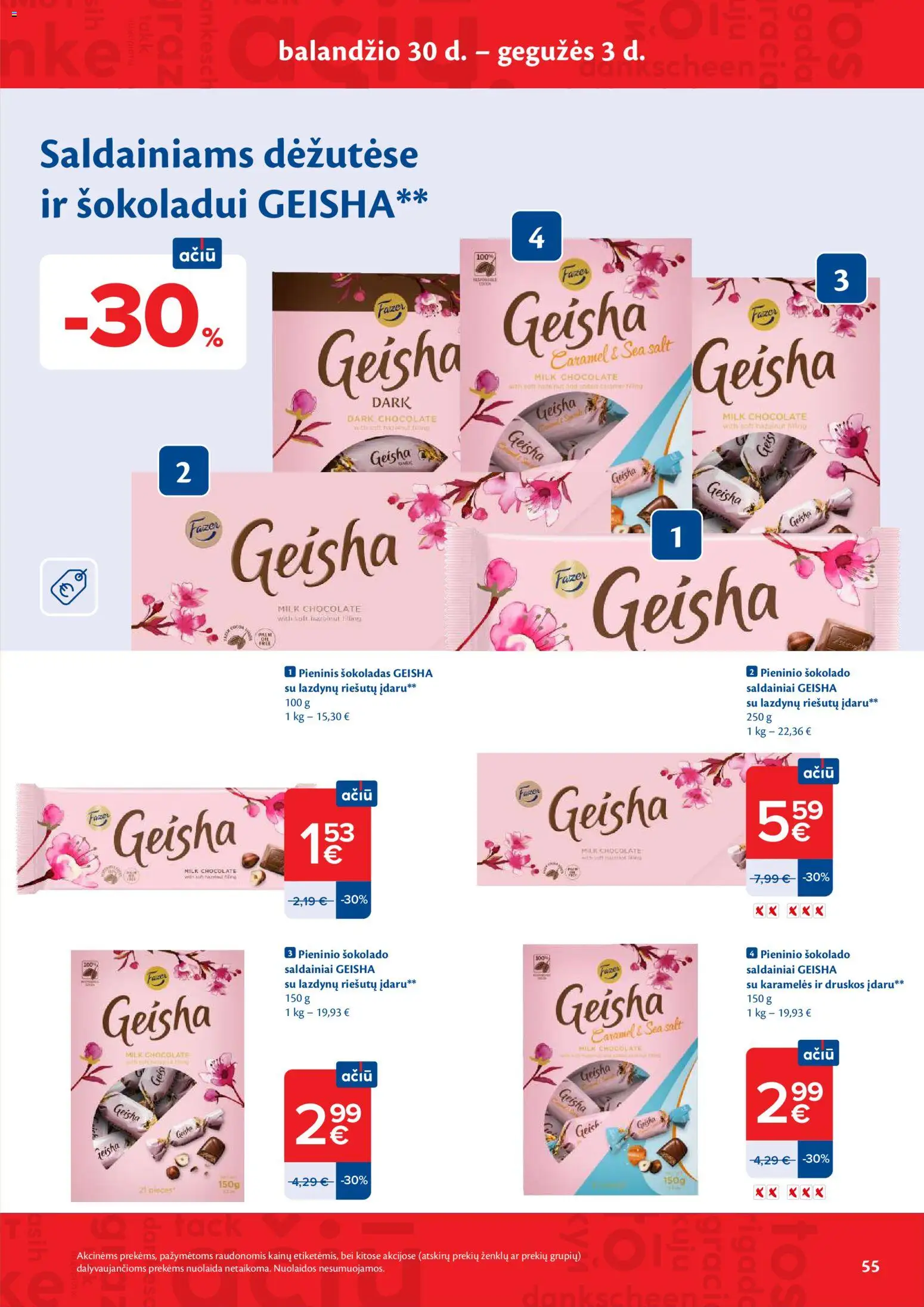 MAXIMA akcijos nuo 28.04.2026 | Puslapis: 55 | Prekių: Šokoladas, Saldainiai