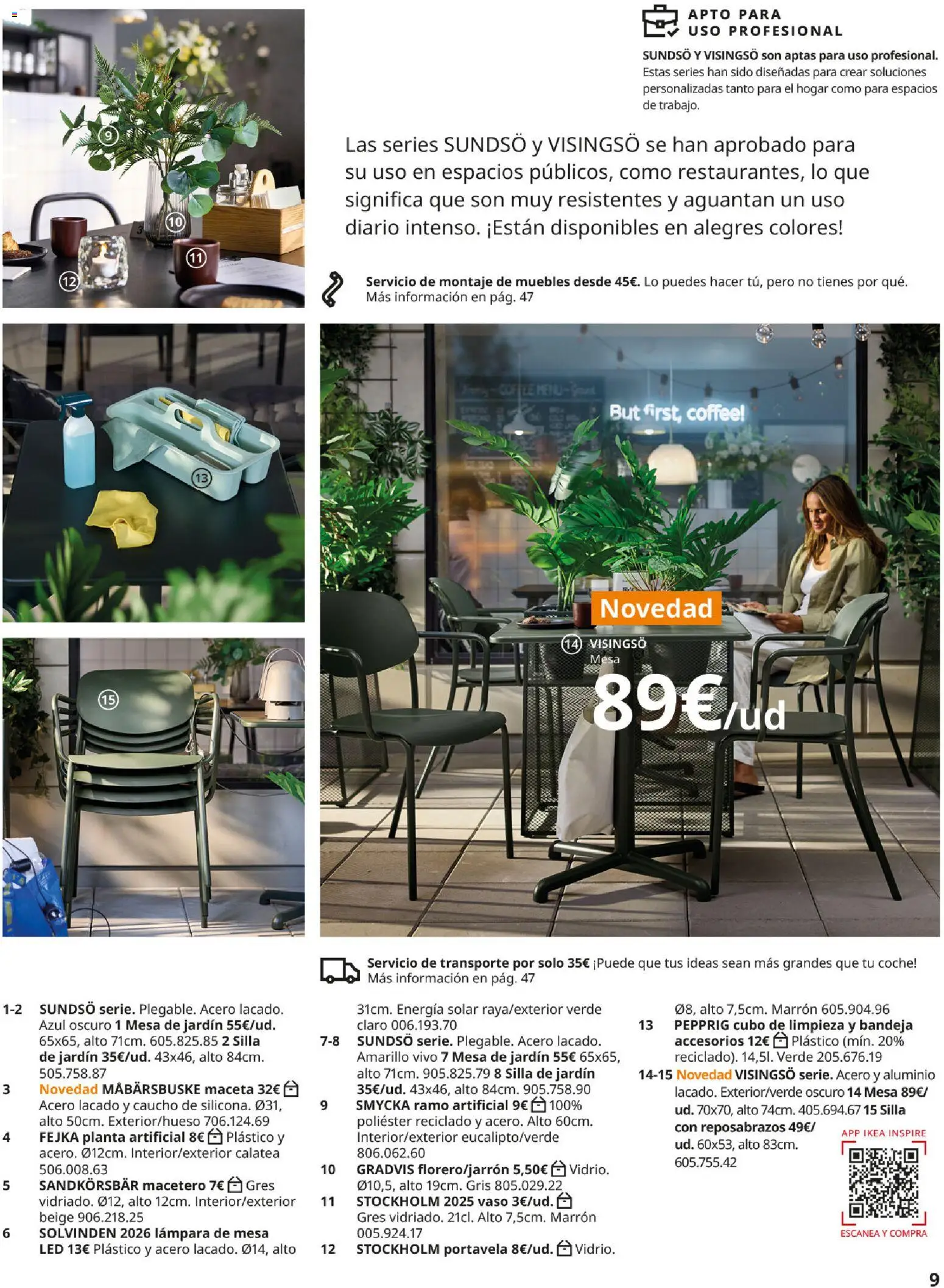 Catálogo IKEA Muebles de exterior │ válido desde el 17.12.2025 | Página: 9 | Productos: Muebles, Planta artificial, Macetero, Silla