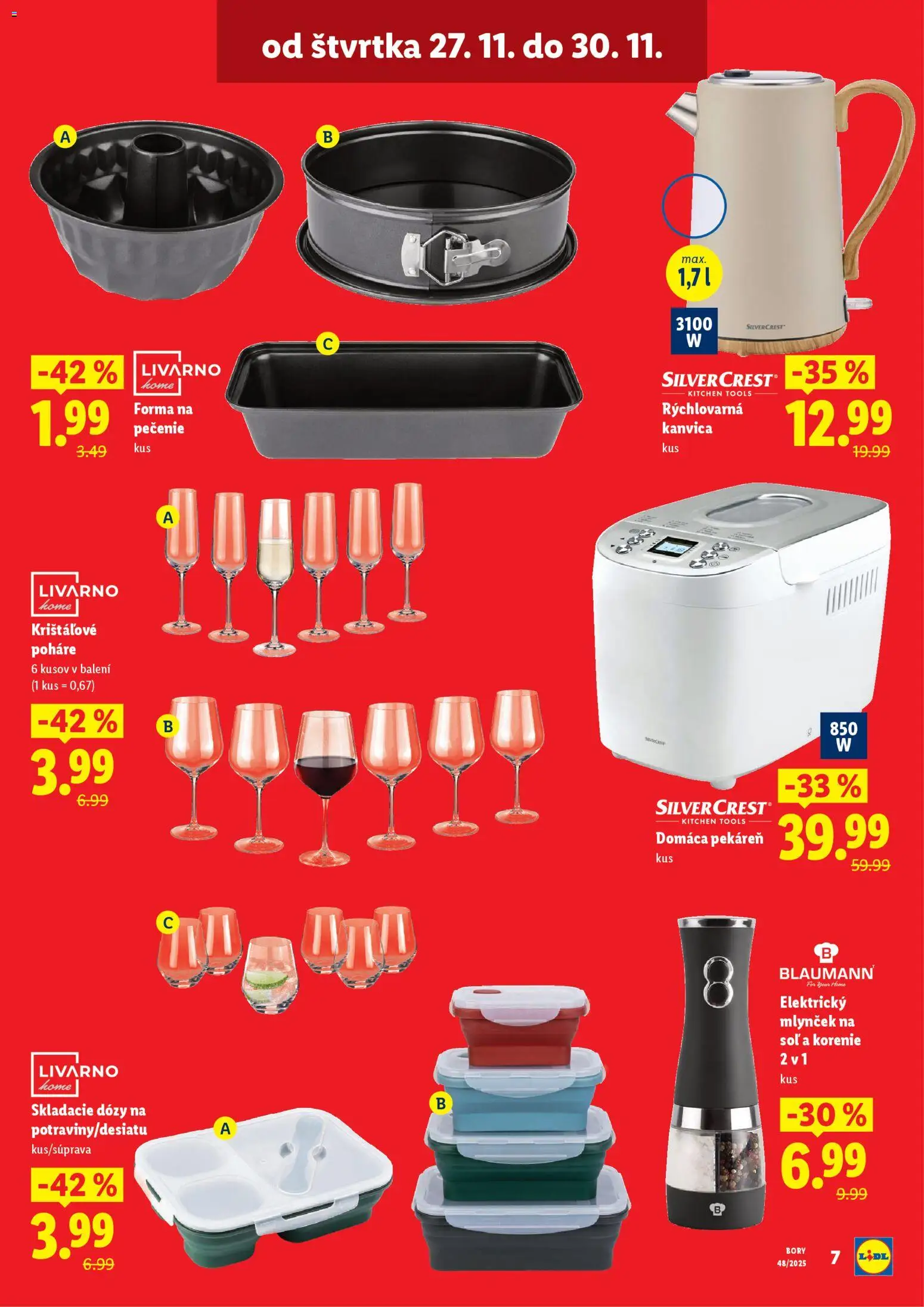 Nové Lidl akcie – leták je platný od 27.11.2025 | Strana: 7 | Produkty: Rýchlovarná kanvica, Kanvica, Soľ, Mlynček