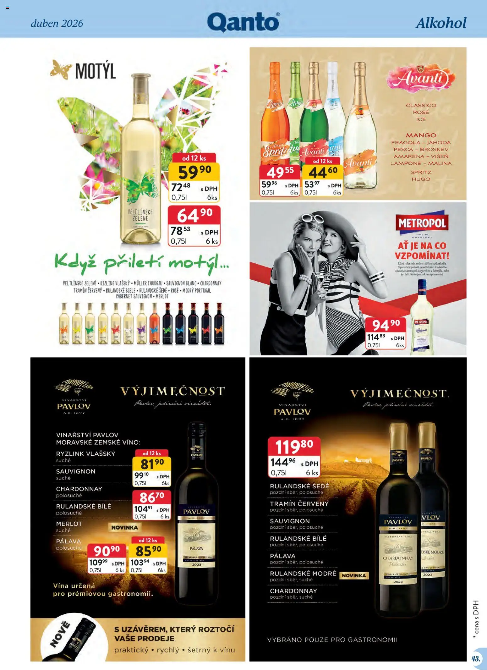 Astur & Qanto leták - Velkoobchod 04/2026 od 01.04.2026 | Strana: 43 | Produkty: Mango, Merlot, Avanti, Tramín červený