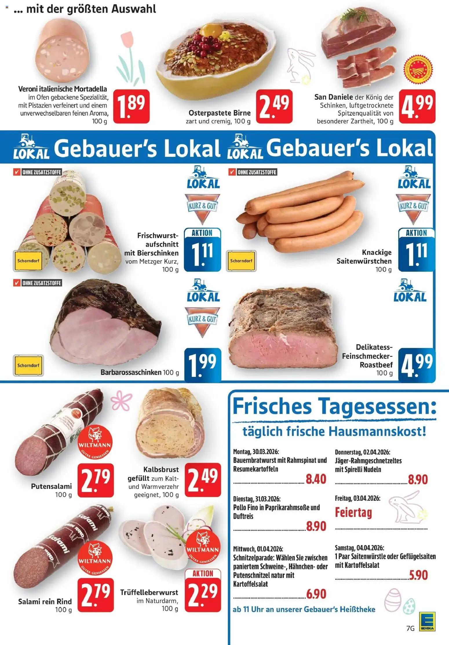 Edeka prospekt Göppingen	 – gültig ab 29.03.2026 | Seite: 7 | Produkte: Roastbeef, Birne, Salami, Nudeln