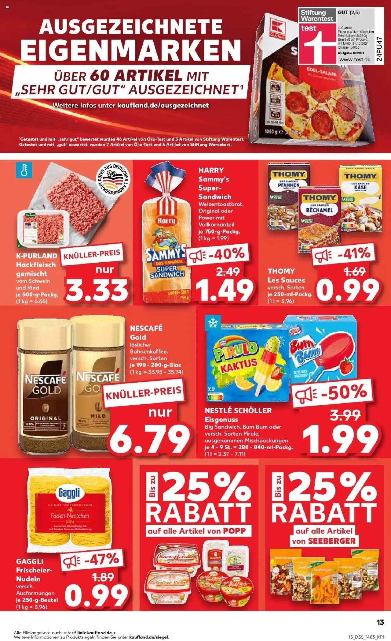 Kaufland prospekt Frankfurt Am Main	 – gültig ab 07.09.2025 | Seite: 13 | Produkte: Thomy les sauces, Pizza, Nudeln, Hackfleisch