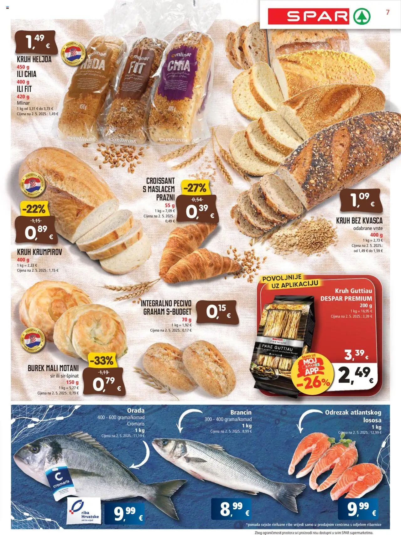 Spar katalog | vrijedi od 06.08.2025 | Stranica: 7 | Proizvodi: Sir, Riba, Brancin, Burek