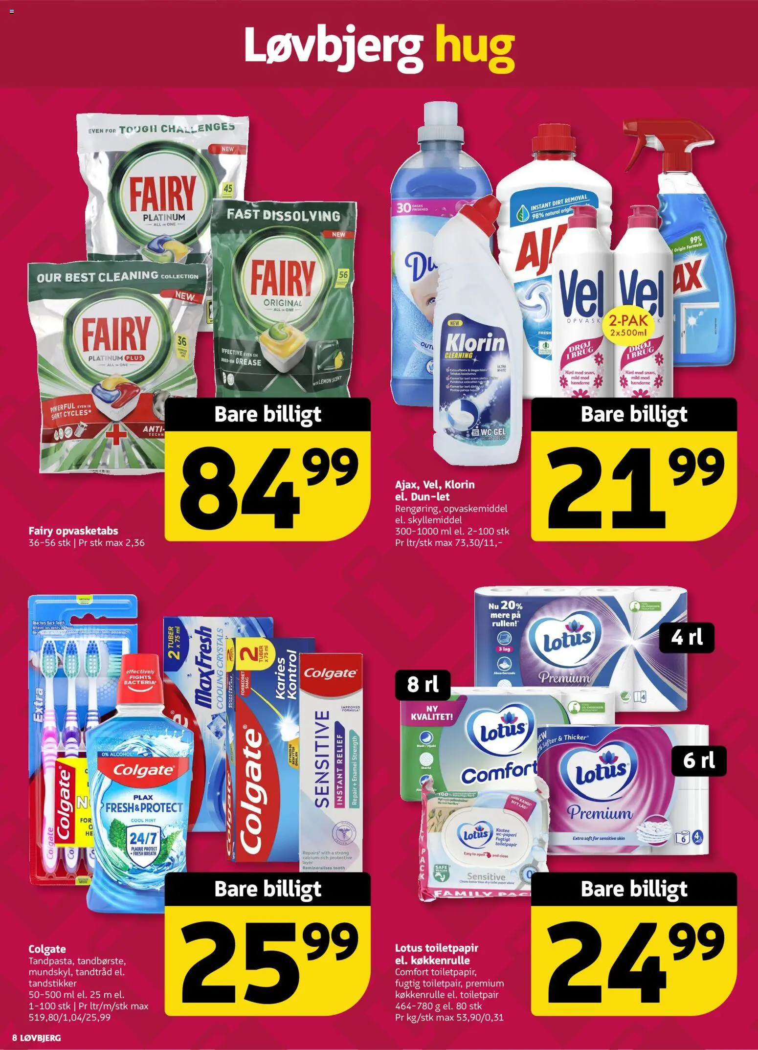 Løvbjerg tilbudsavis – gyldig fra 19.12.2025 | Side: 8 | Produkter: Skyllemiddel, Opvaskemiddel, Toilet, Tandtråd