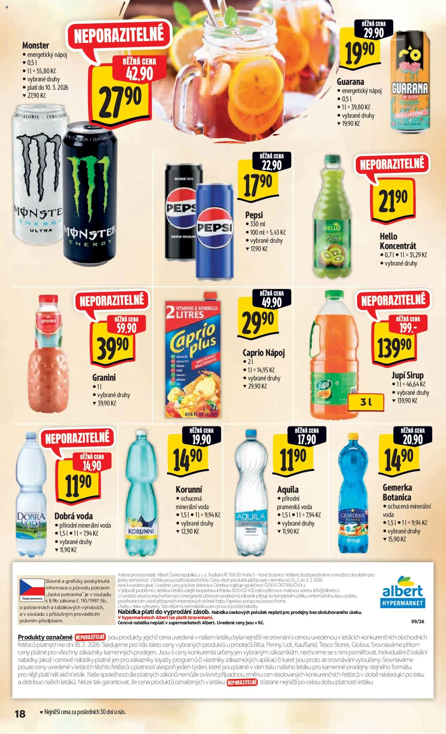Albert leták - Hypermarket od 25.02.2026 | Strana: 24 | Produkty: Dobrá voda, Energetický nápoj, Aquila, Granini