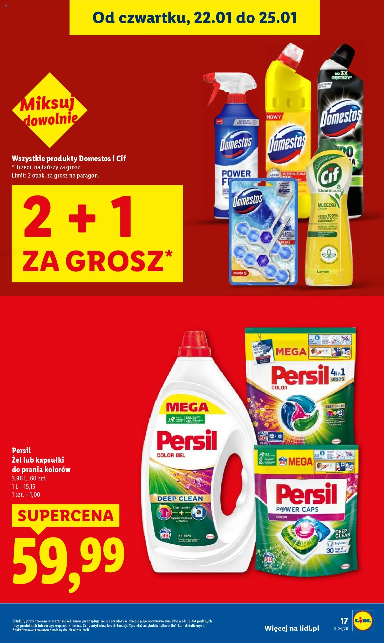 Lidl Gazetka od 22.01.2026 | Strona: 17 | Produkty: Persil, Domestos, Kapsułki do prania, Detergent