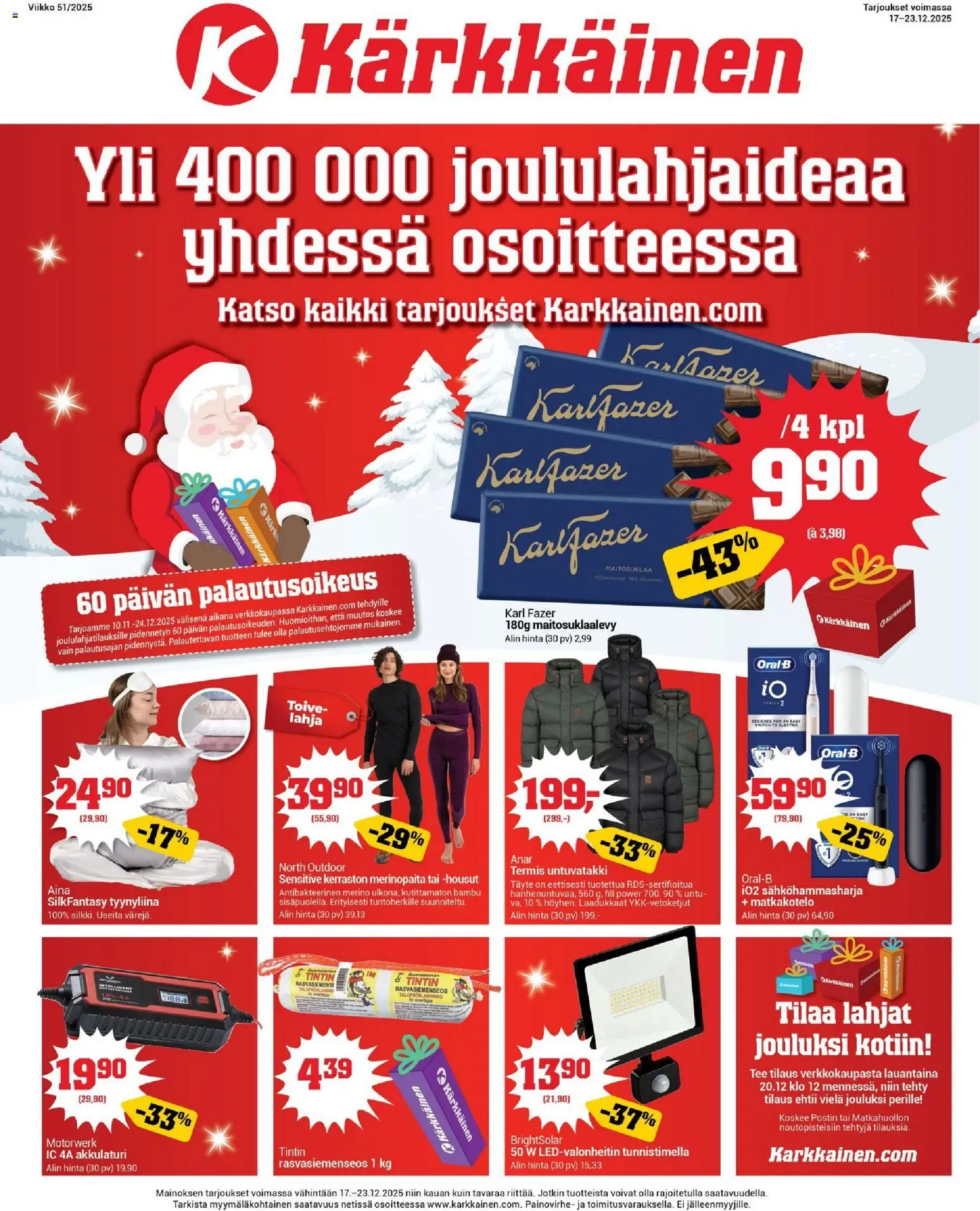 Kärkkäinen tarjoukset – voimassa 10.12.2025 alkaen | Sivu: 1 | Tuotteet: Sähköhammasharja, Housut, Tee, Tyynyliina