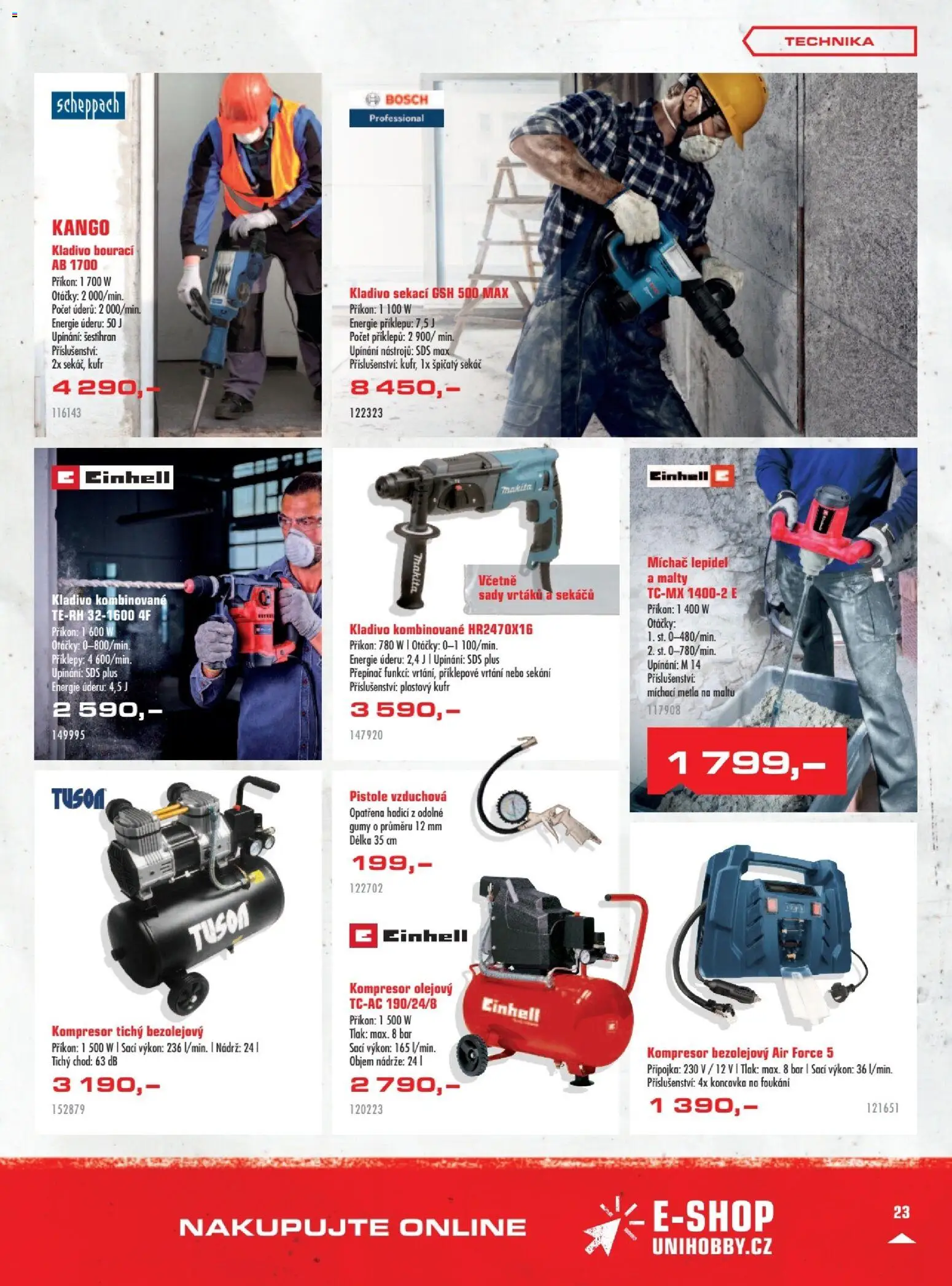 Uni Hobby leták od 05.03.2026 | Strana: 23 | Produkty: Kufr, Kompresor, Metla, Kladivo