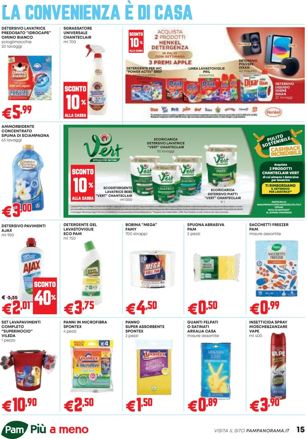 Volantino PAM del 07.08.2025 | Pagina: 15 | Prodotti: Ammorbidente, Detergente, Guanti, Lavatrice